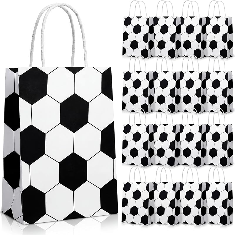 Zonon 24 Piezas Bolsas de Papel para Fanáticos del Fútbol Bolsas de Regalo para Fiestas de Fútbol Goodie Fanáticos del Deporte Tratar Dulces Merienda para Niños Adultos Fiesta de Cumpleaños (Fútbol)