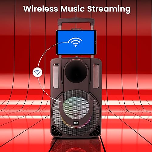 Miniatura 4 de Pyle Sistema de altavoces PA portátil de 8 pulgadas, altavoz PA y karaoke de 280 vatios con dos micrófonos inalámbricos y 1 con cable, transmisión