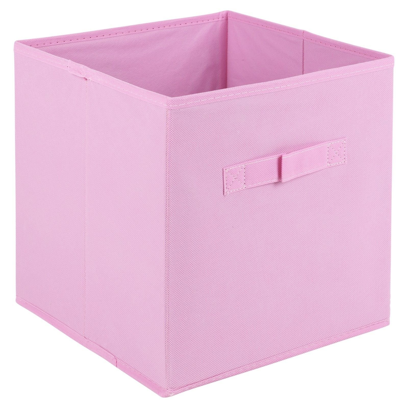 URBNLIVING Collapsible Storage Cube Drawer Box with Carry Handles (Light Pink - Medium)