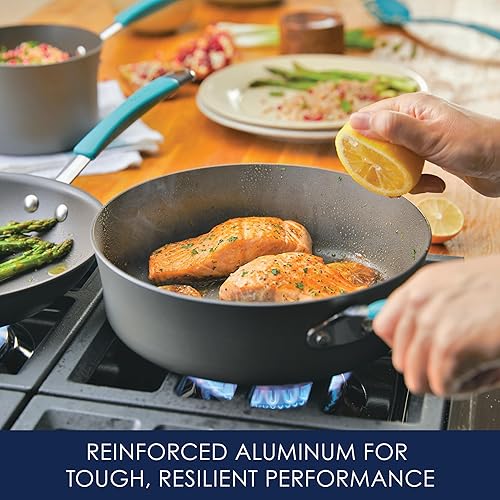 Miniatura 69 de Rachael Ray Cucina - Juego de ollas y sartenes antiadherentes anodizadas duras, 12 piezas, gris y utensilios de cocina antiadherentes/cuchara