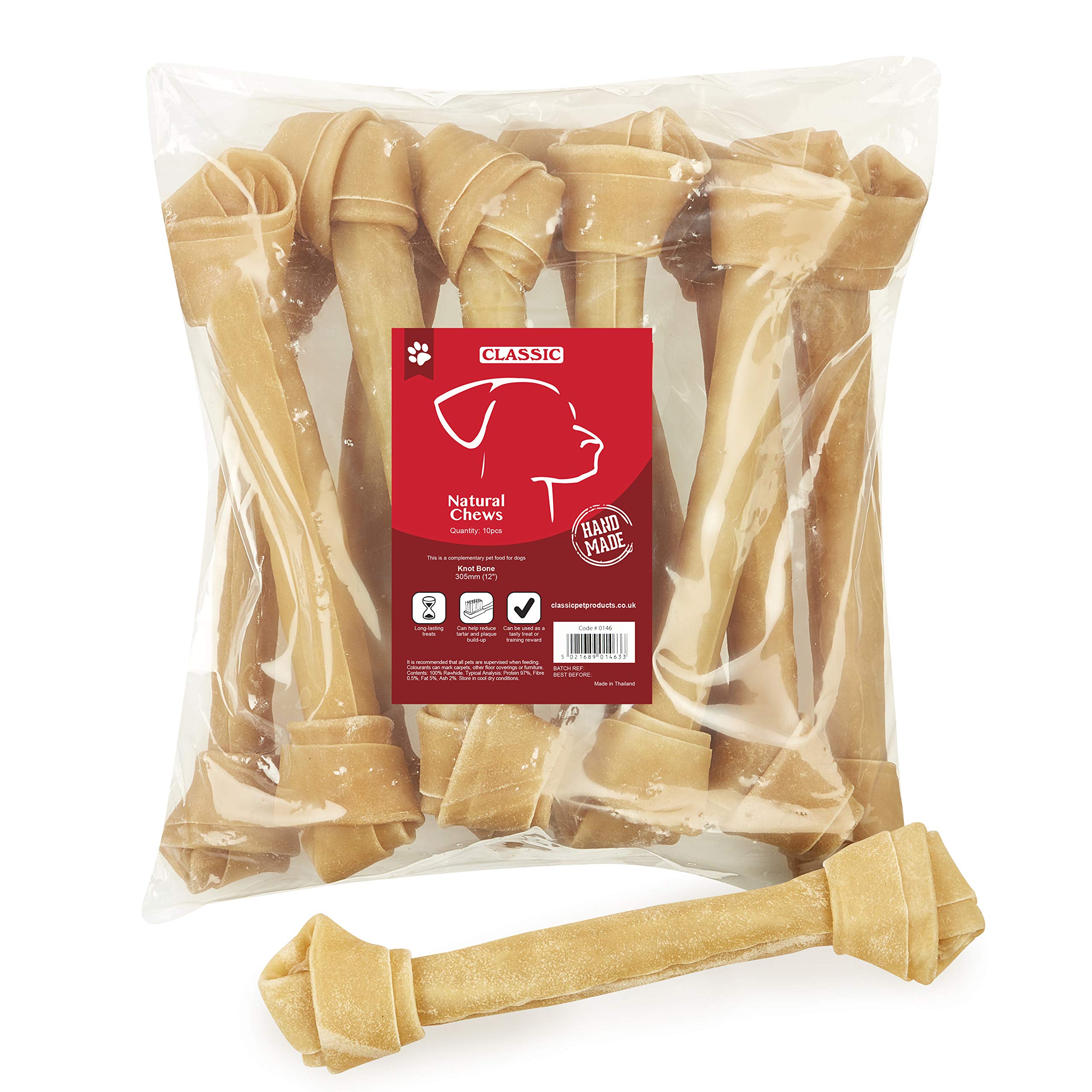 CLASSIC Pet Products Rawhide Knot Bone, 305 mm/ 12-inch