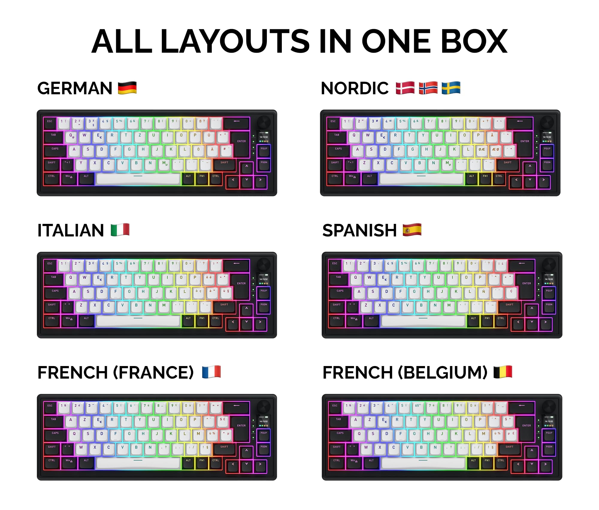 HATOR Skyfall 65 MAG Ultima 8K Clavier Gaming Magnétique avec Rapid Trigger, Magnetic Switches, Snap Tap, Hall Effect, 8000Hz, PC/Mac, Noir, sans Fil/Filaire, Disposition EU (AZERTY)