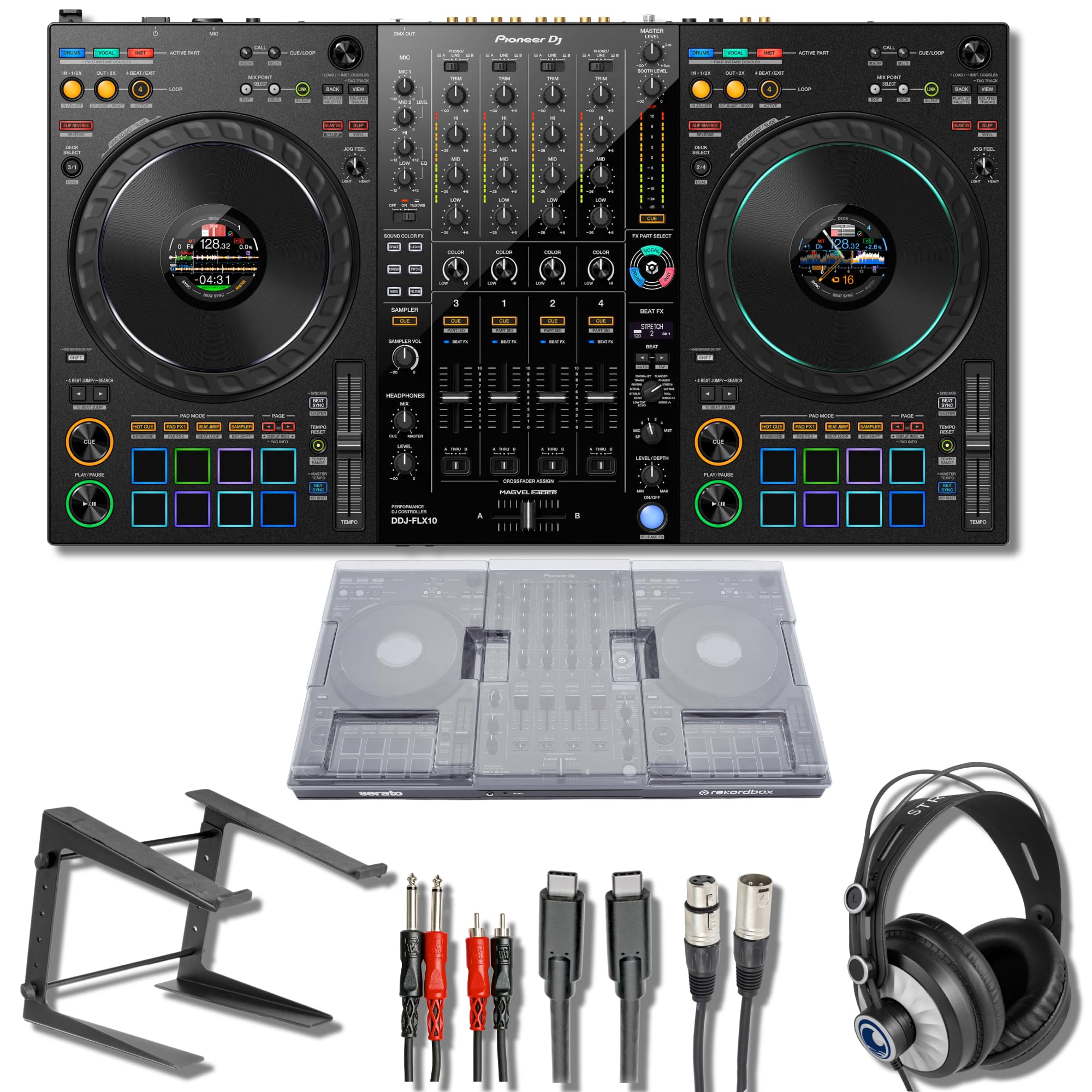 Amazon.com: Pioneer DDJ-FLX10 4-Deck DJ Controller Bundle with