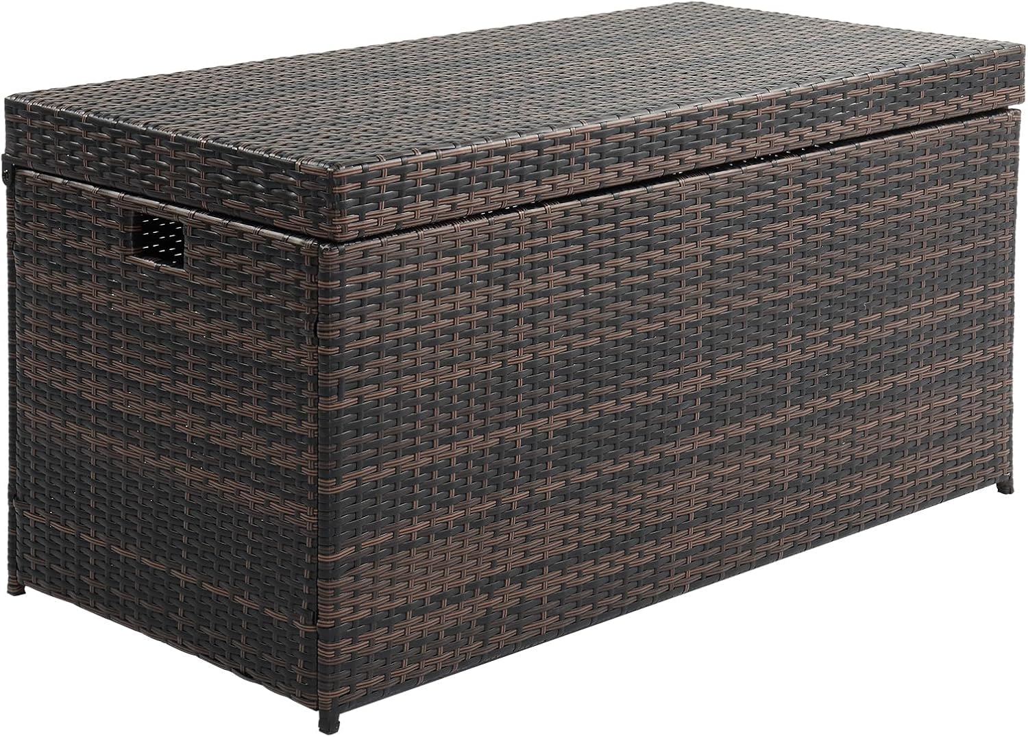 Polyrattan Gartenbox mit Deckel, auflagenbox wasserdicht 500L - Mit flexiblem Scharnier, UV-beständig, rostbeständig, großes Fassungsvermögen, Brauner Farbverlauf