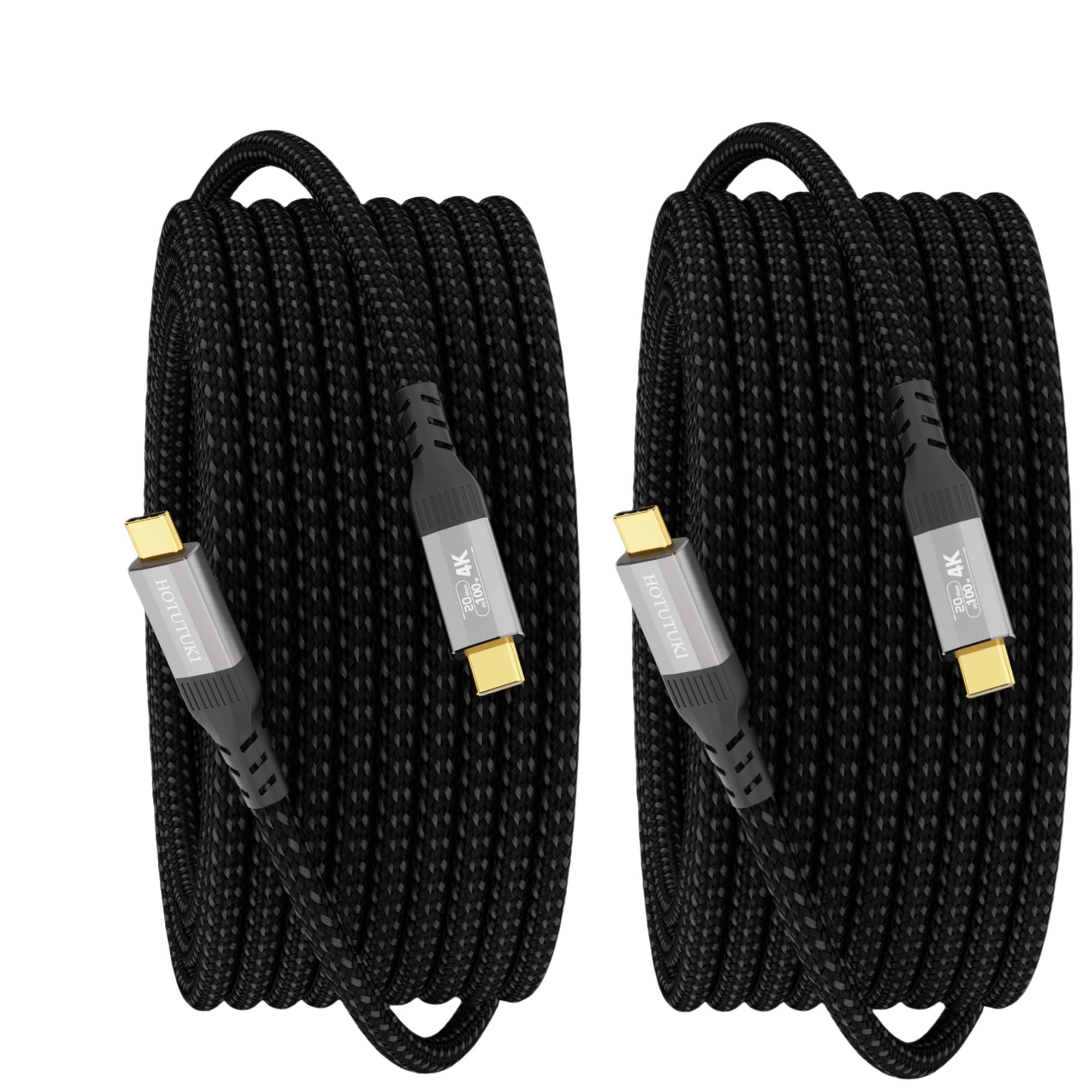 2 Pack cables usb tipo c 5m, USB 3.2 Gen2 20Gbps Cable de Datos, 100W Carga Rápida, 4K@60Hz Video, Compatible con Thunderbolt 4/3, Hub, SSD, Cable Móvil USB C Macho Macho