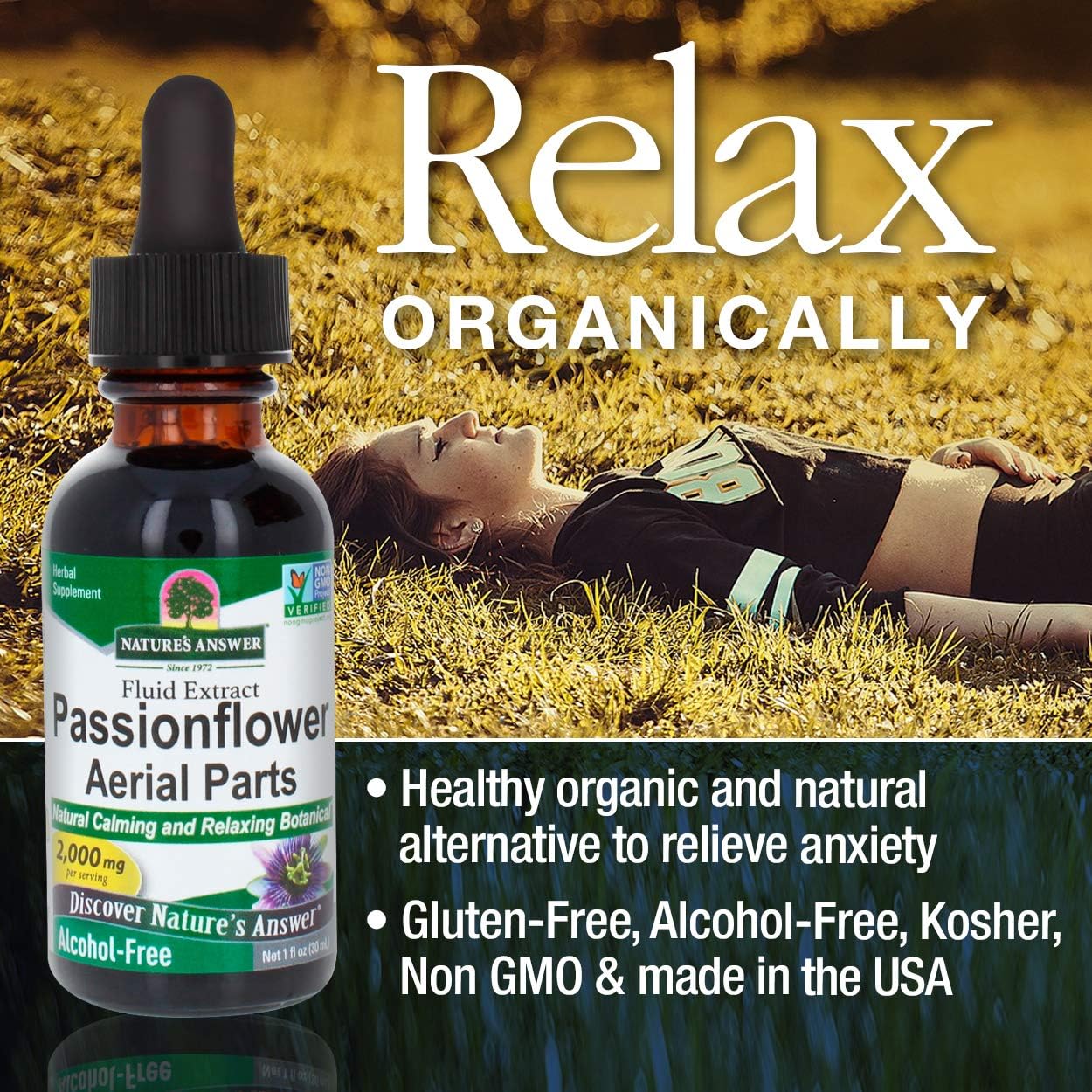 Nature's Answer Passion Flower 2000mg 1oz Extract | Liquid Herbal Tincture Supplement Drops | Natural Calming Botanical | Non-GMO, Alcohol & Gluten-Free, Vegan 1oz | 2 Pack