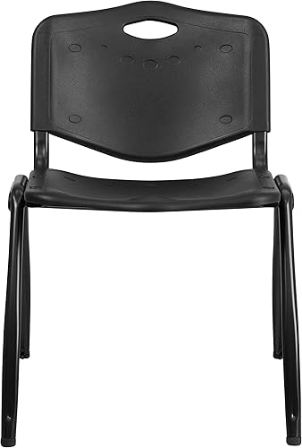 Miniatura 5 de Flash Furniture HERCULES Series - Silla apilable de plástico negro con capacidad de 880 libras
