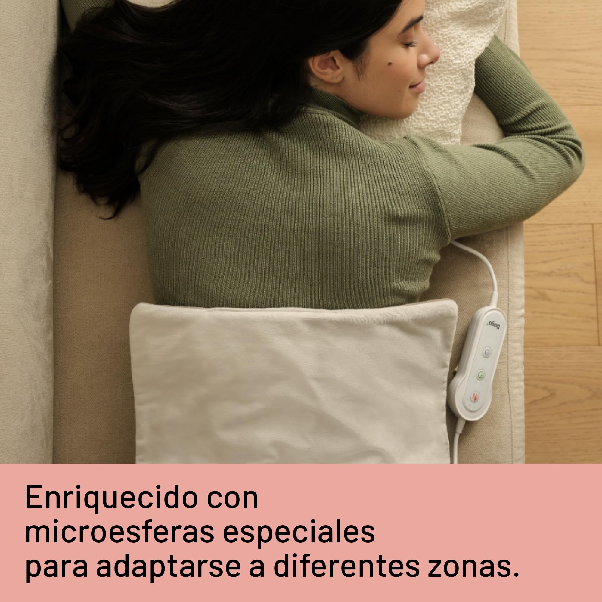 DAGA Almohadilla Térmica con peso Confort Plus, Tecnología Intellisense, Suave Tejido, Multi-Temporizador, 4 Temperaturas, 35x40 cm