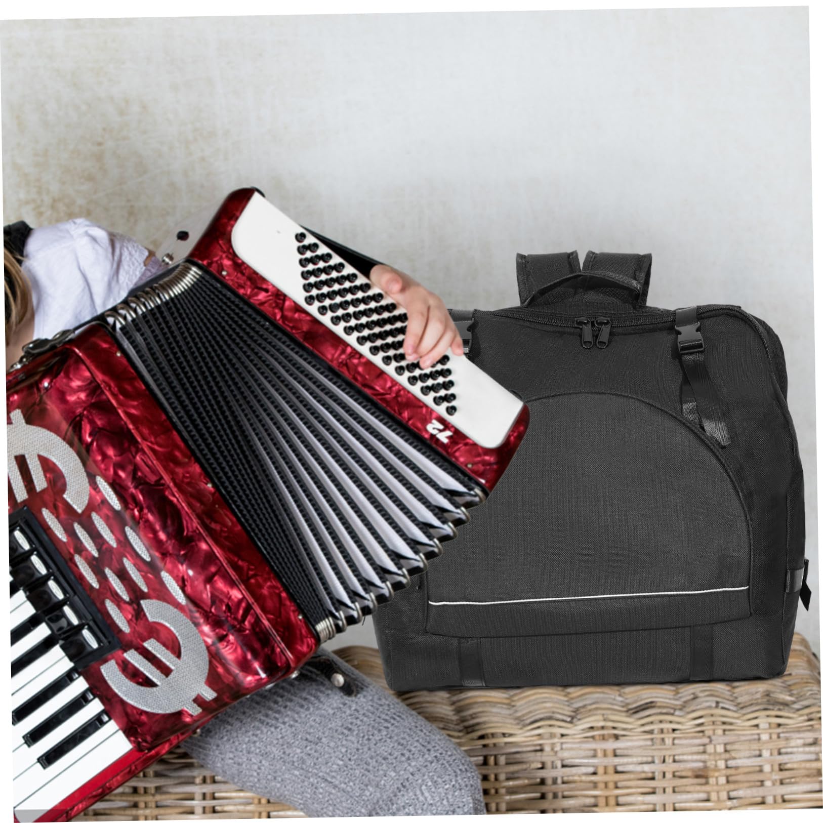 Borsa per Organetto Oxford Nero, Design Capiente Spallacci Regolabili, Zaino Ammortizzato per Studi Musicali