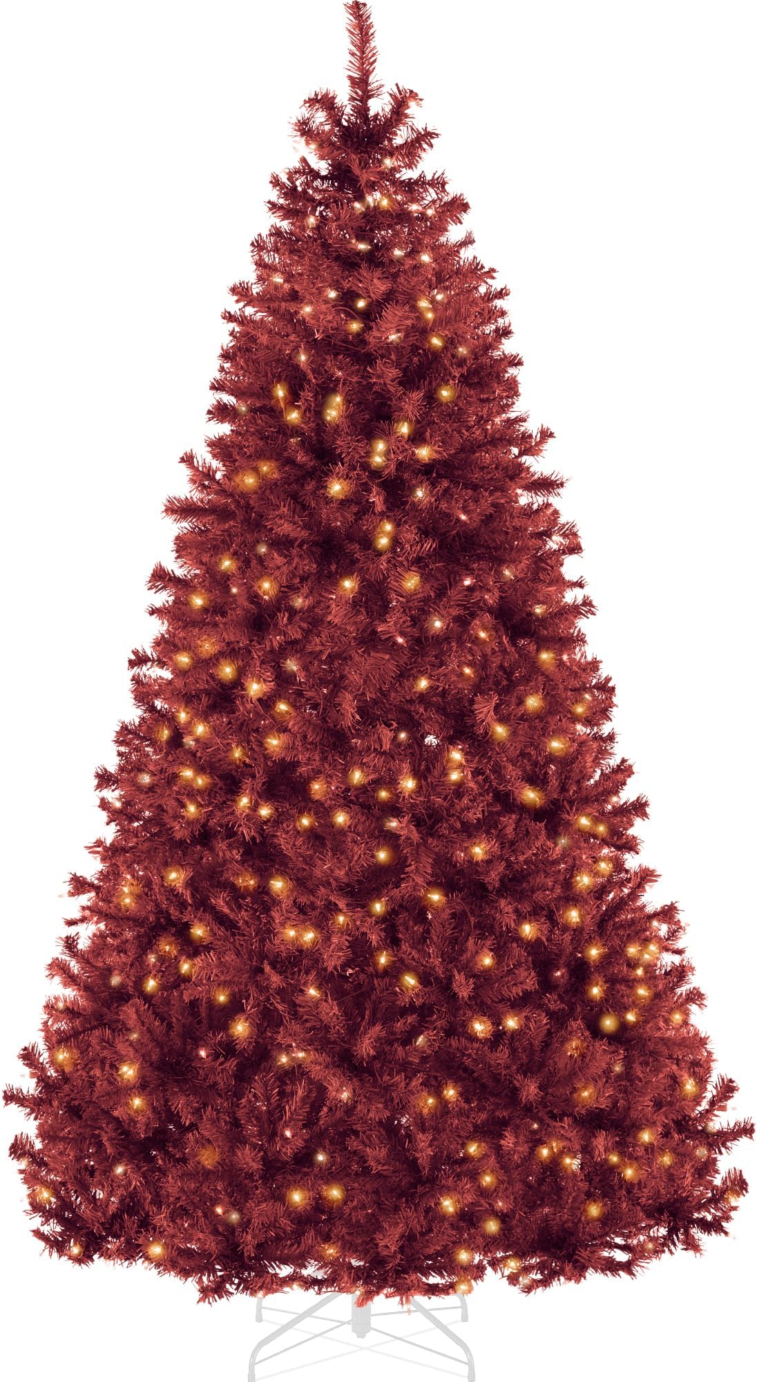 Best Choice Products 9ft Pre-Lit Burgundy Christmas Tree, Full Artificial Holiday Decoration w/ 2,000 Branch Tips, 900 Lights, Foldable Base