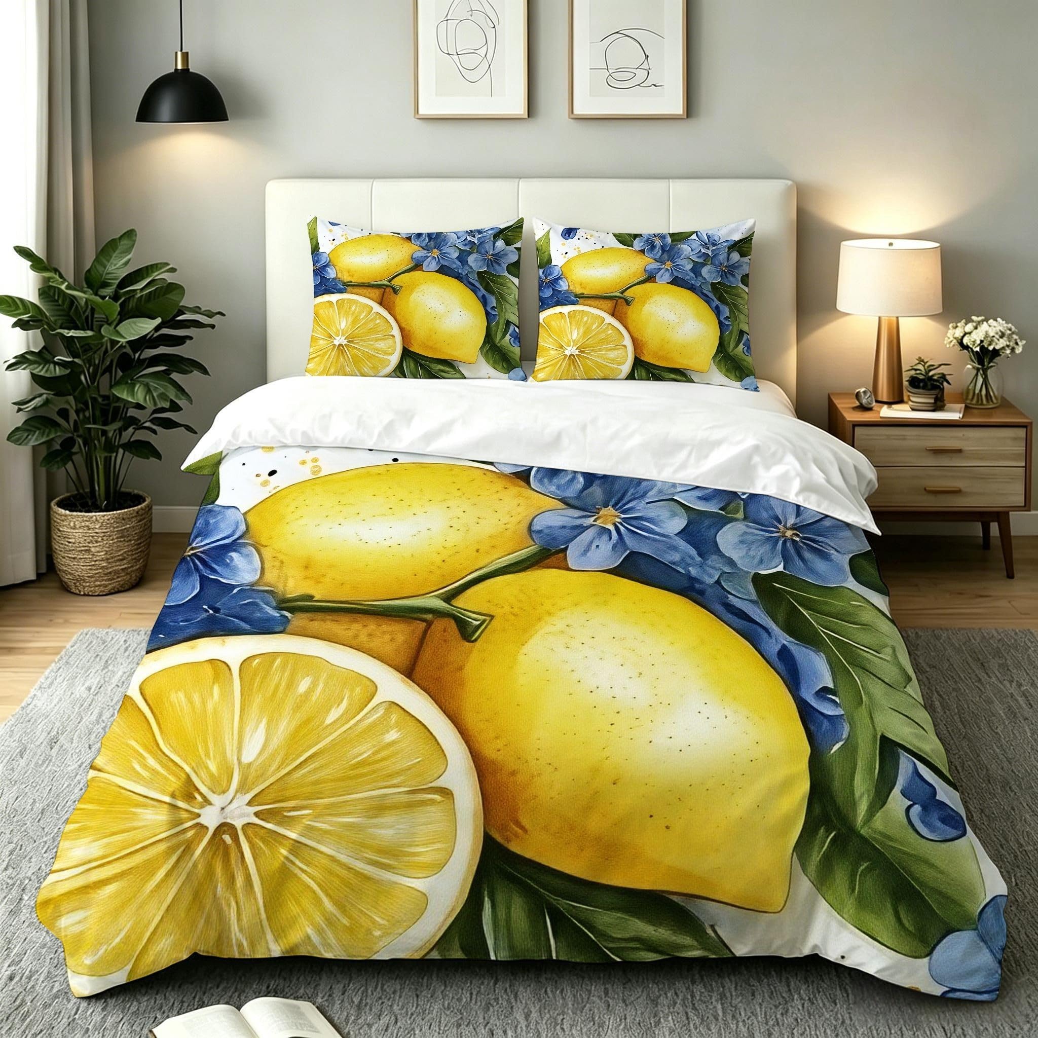 Copripiumino Matrimoniale Limone Giallo 260x240, ZQ9576
