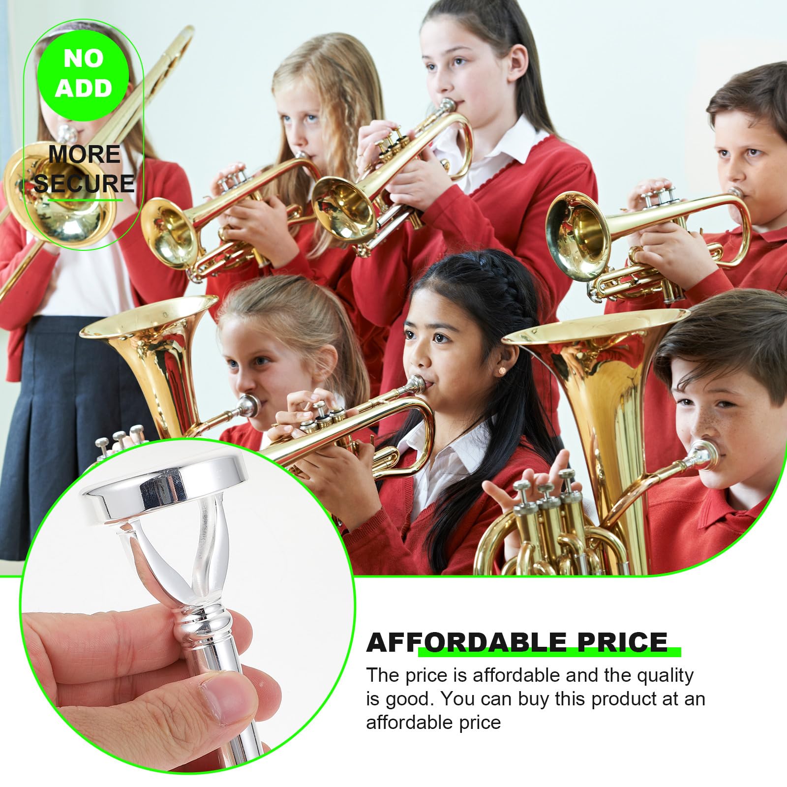 Embouchure Argentée Surface Lisse en Laiton pour Trompette Facile à Nettoyer, pour Joueurs Intermédiaires et Professionnels