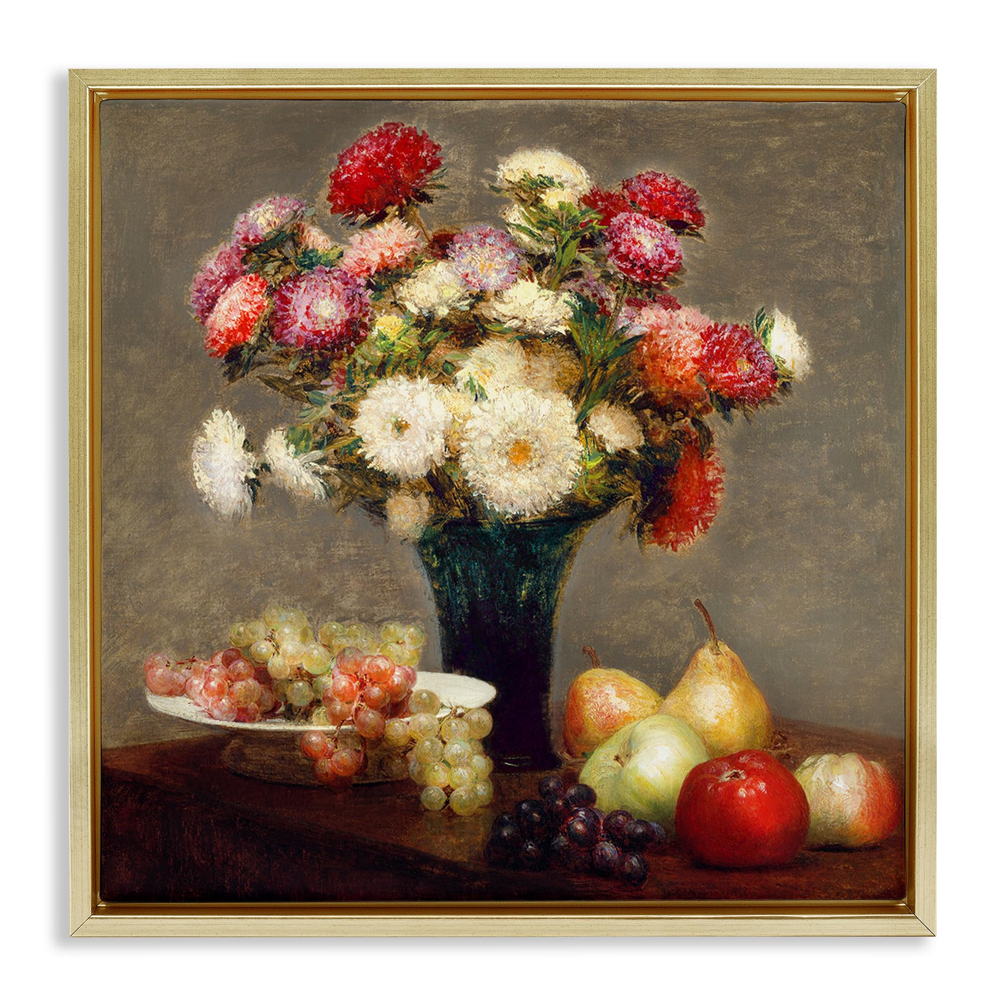 'Fruit & Asters Still Life'| Floating Frame Canvas Art