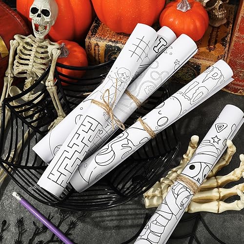 Miniatura 7 de AnyDesign - 30 manteles individuales de papel de Halloween de 5 estilos para colorear de 11 x 14 pulgadas, tapete de comedor desechable para