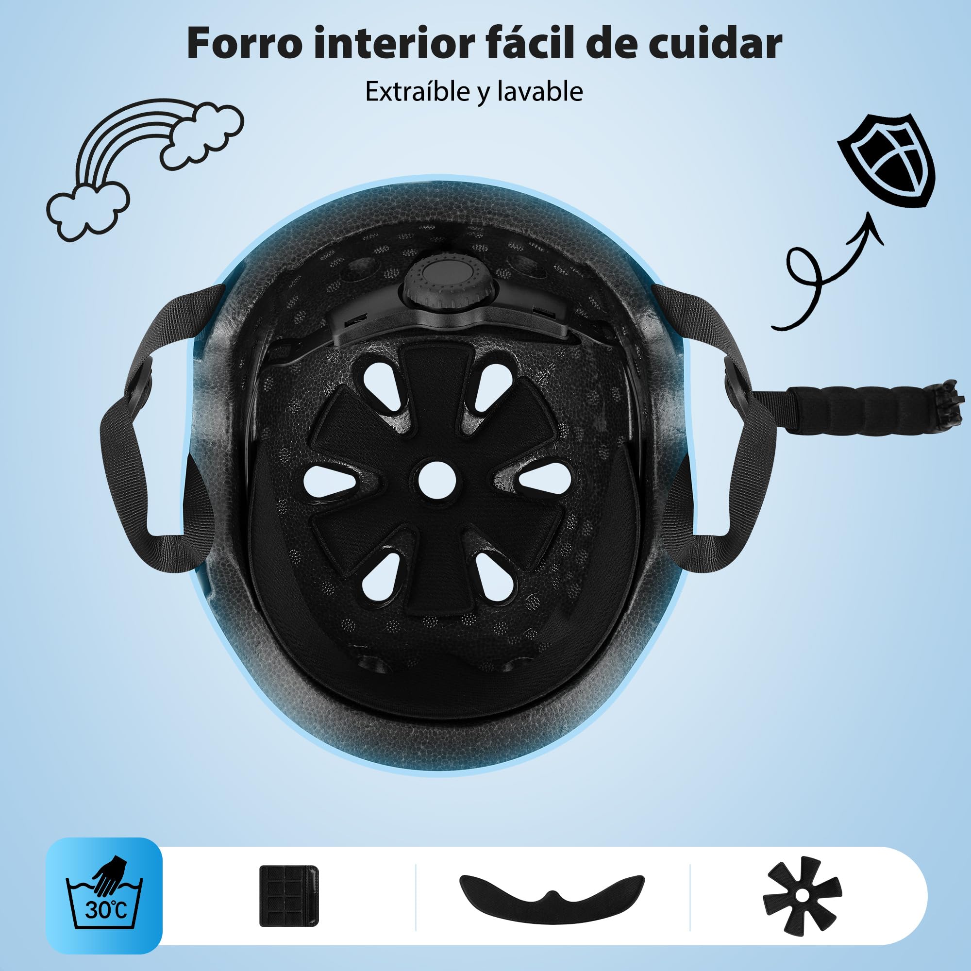 Casco Infantil - Casco Infantil Ligero con Carcasa Dura de ABS y Espuma EPS, Ajustable y Transpirable para Bicicleta, Patinete, Scooter y Patines en línea