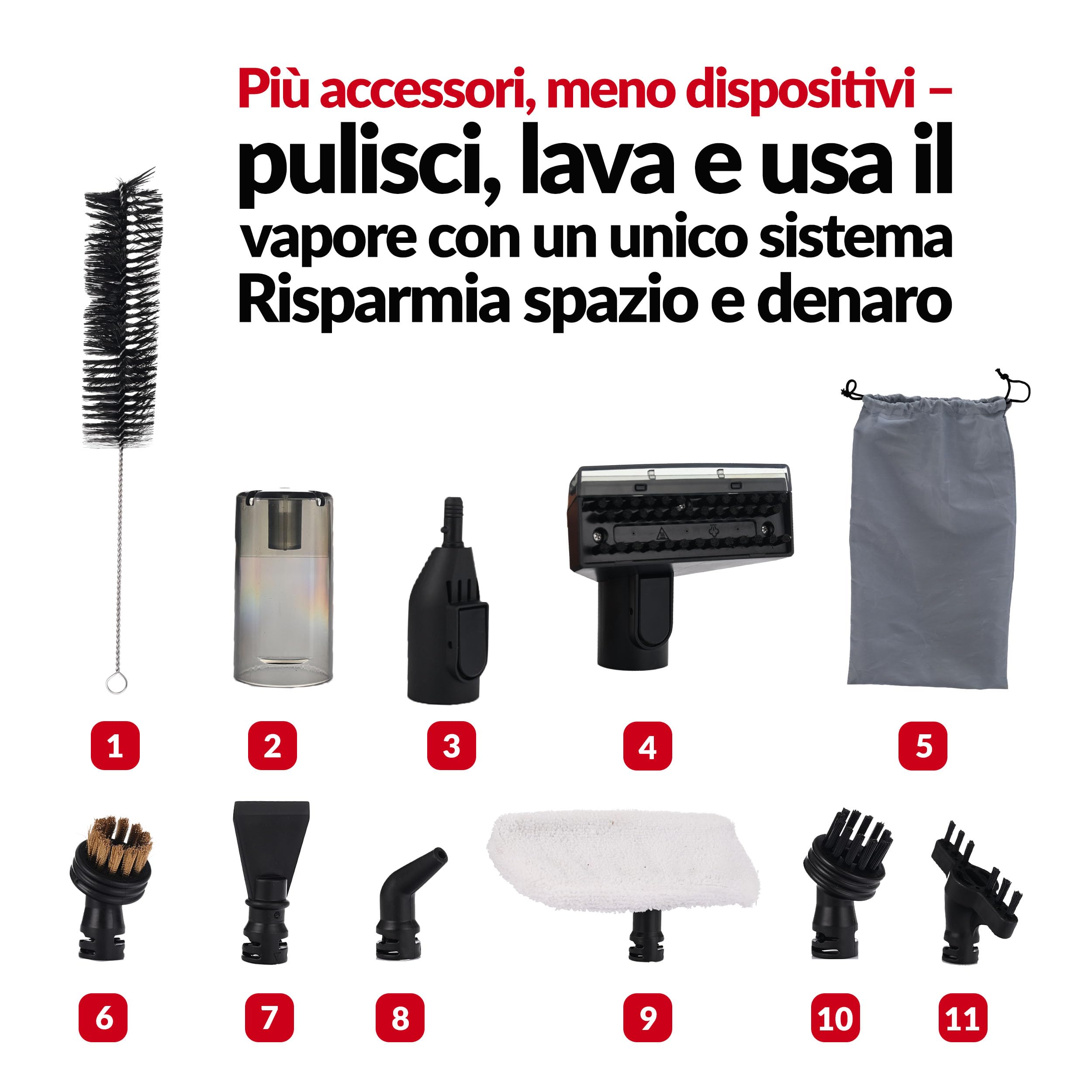LEHMANN SteamWash 1800 Lavatappezzeria e Pulitore a Vapore 4 in 1, Lavatappeti e Divani con Acqua Calda 60°C e Vapore 116°C, Pulitore Tappeti, Pulitore Divano, Lava e Aspira, Aspirazione 16 kPa
