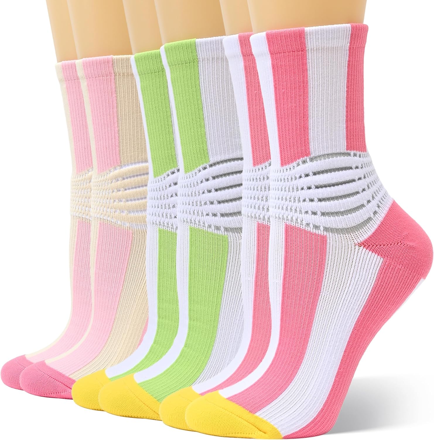 IRAMY Compression Crew Ankle Supports Socks Women Men Moisture Wicking Plantar Fasciitis Relief Running Hiking Socks 3 Packs