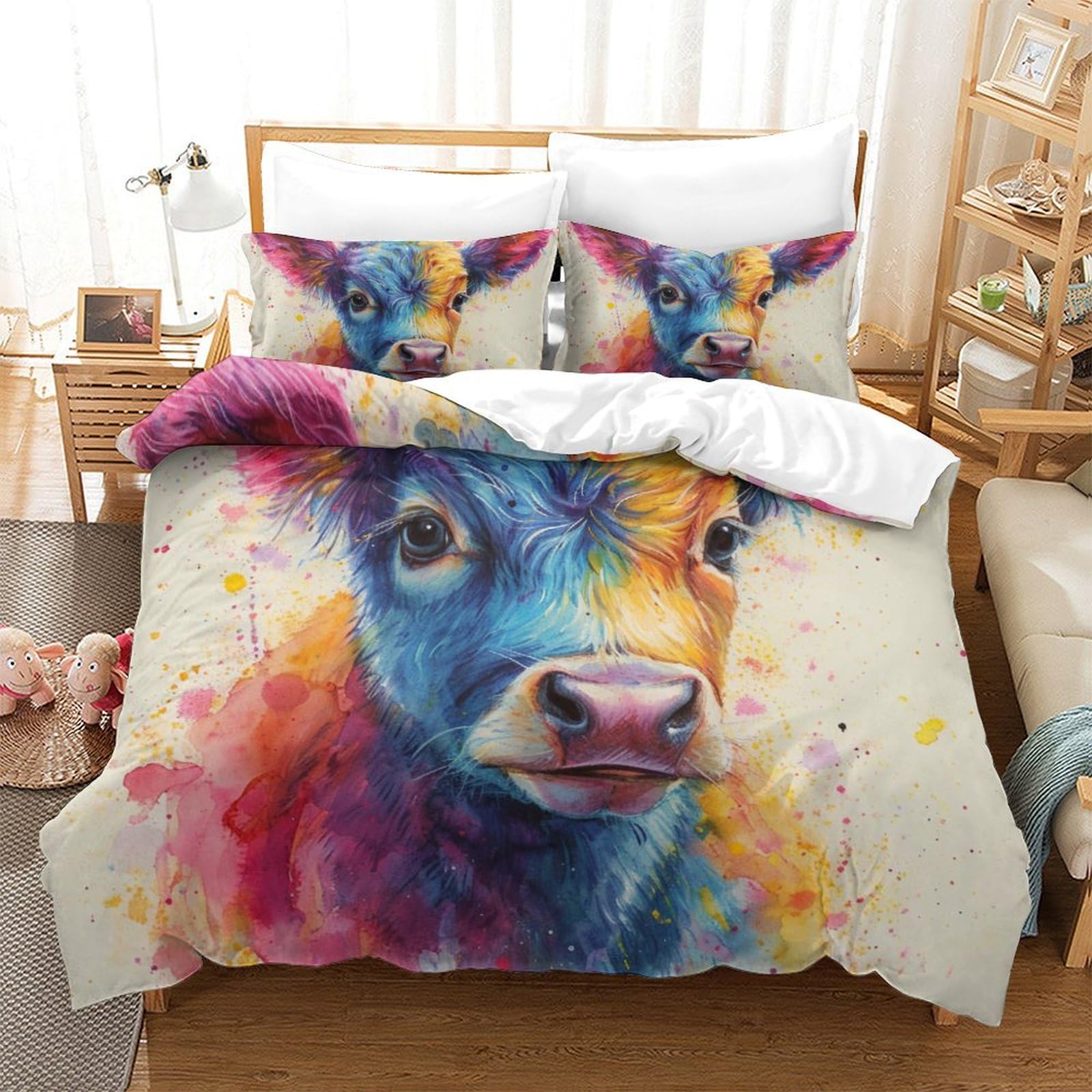 Housse de couette vache 3D respirante et anti-transpiration pour des nuits fraîches en été