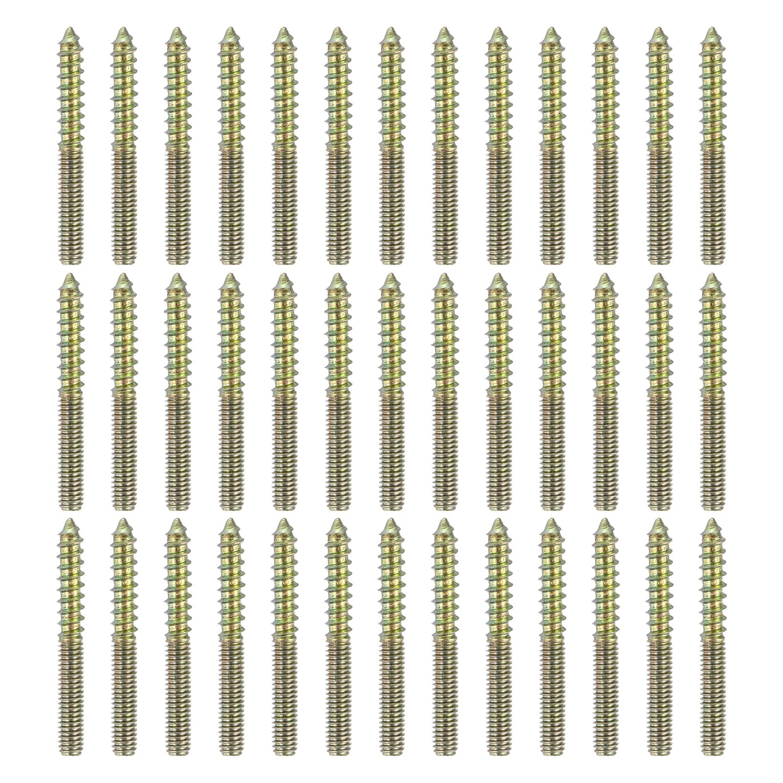 sourcing map 40 Pcs M4x35 Hanger Bolts, Carbon Steel Double Headed Self-Tapping Wood Dowel Screws for Wood Joint Furniture Legs, Color Zinc