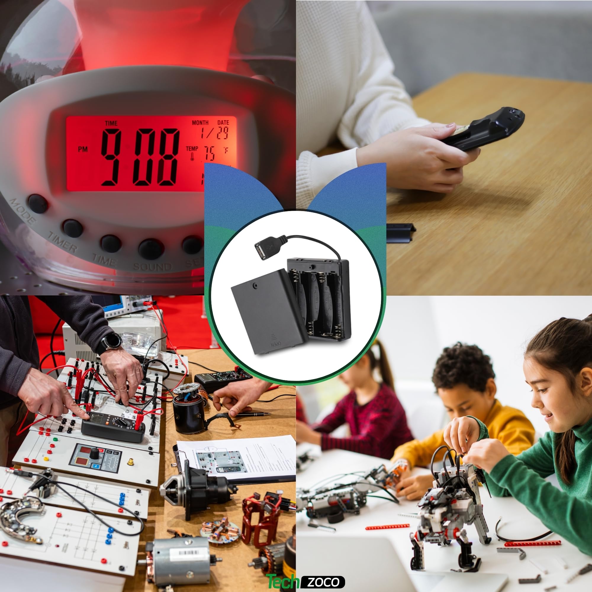 Porta batterie con interruttore on/off 6 V per 4 batterie LR6 AA, supporto batteria AA, cavo USB femmina