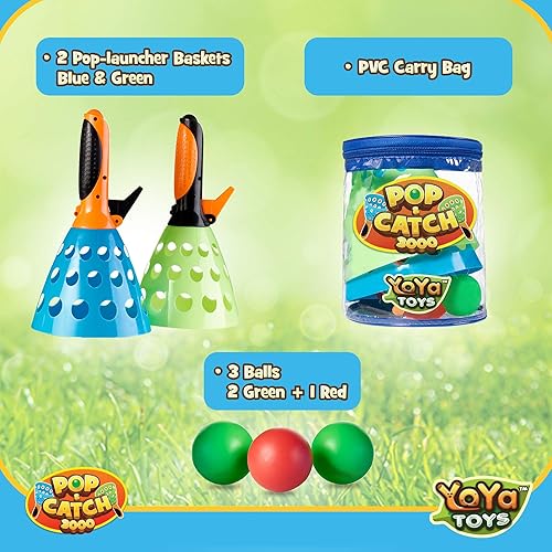 Miniatura 3 de YoYa Toys Juego de pelota Pop and Catch – Actividades de juego para niños en interiores y exteriores, juegos de atrapa para acampar, deportes de