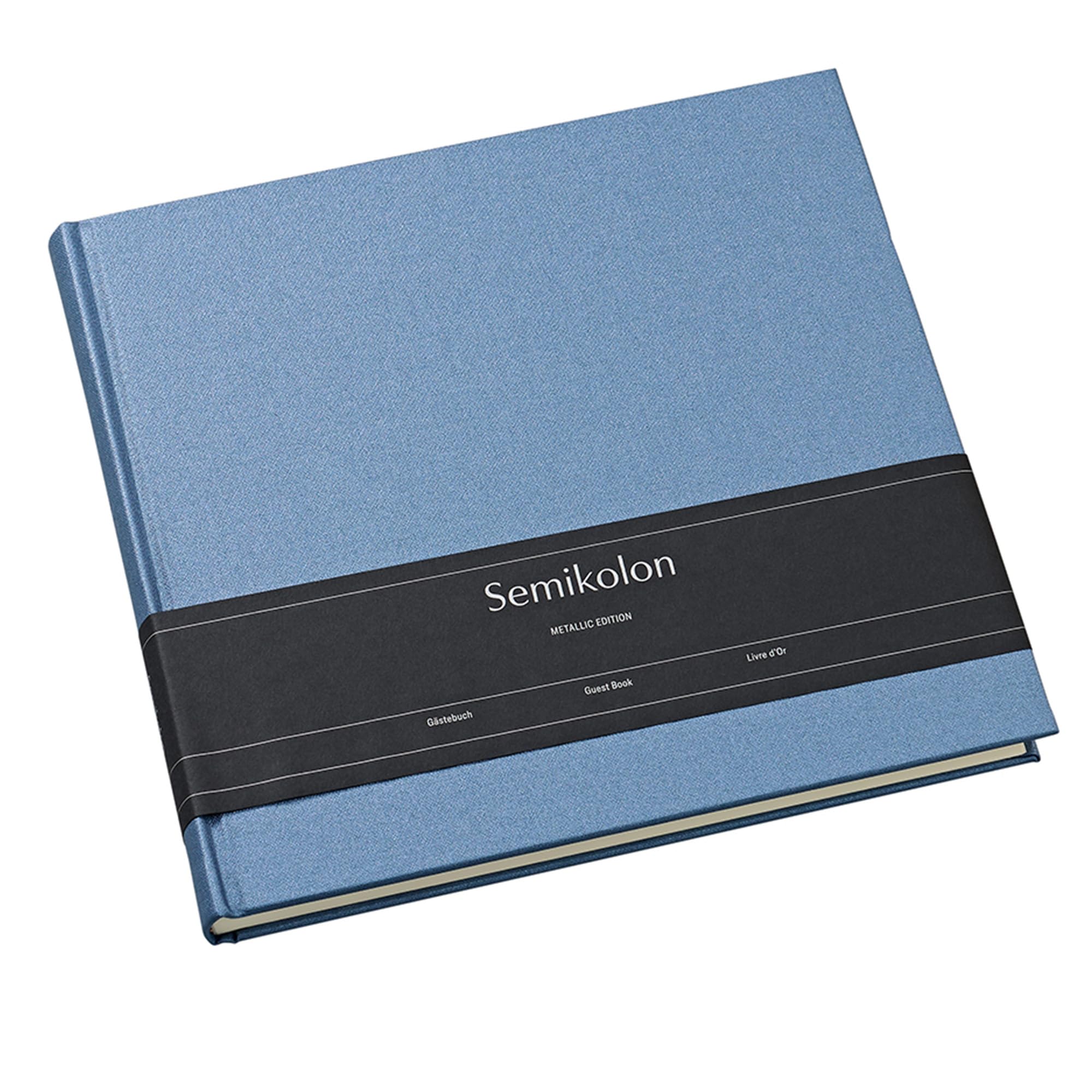 Semikolon 600086 Libro degli ospiti - 25 x 23 cm - con 180 pagine bianche da personalizzare, segnalibro - Edizione metallizzata Electric Midnight