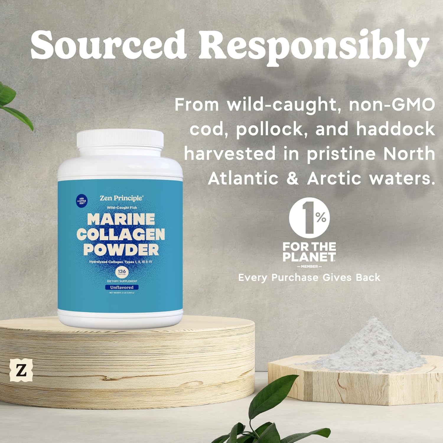 Zen Principle Marine Collagen Peptides Powder 1.5 lb. Wild-Caught Fish, Non-GMO. Supports Healthy Skin, Hair, Joints and Bones.Hydrolyzed Type 1 & 3 Protein. Amino Acids.Unflavored, Easy to Mix. - Image 5