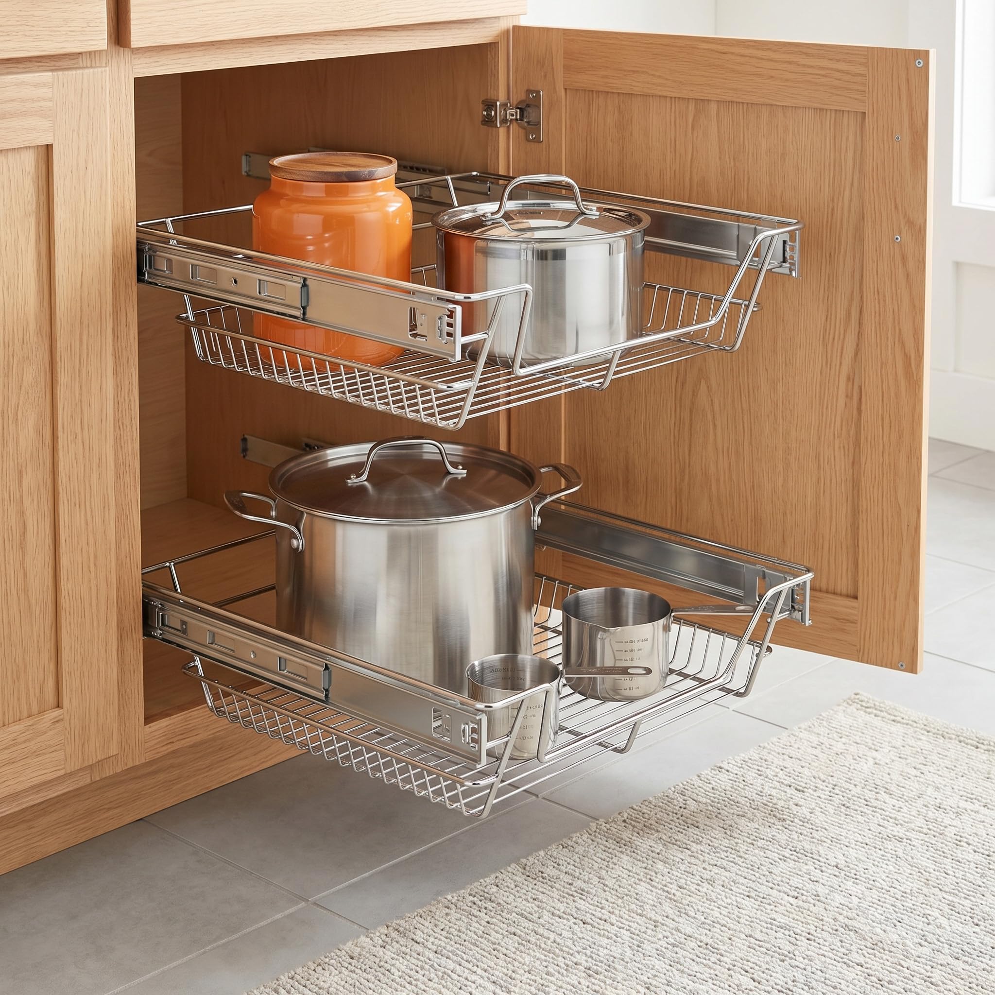 YRHome 2 cassetti da cucina, scaffalatura telescopica, per camera da letto, armadio, armadio, cucina, estraibile, cassetto estraibile, cassetto da cucina, scaffale adatto per armadi da 50 cm