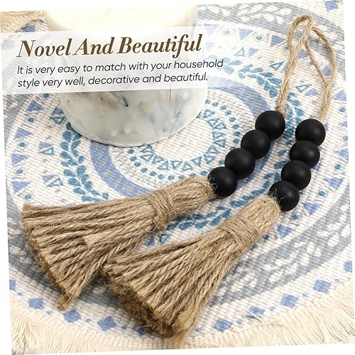 Miniatura 2 de Hoement 2 guirnaldas colgantes para ventana cuentas de oración de campo negro borlas decoración de bola adorno de pared puerta de fiesta decoración