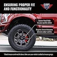 Vista 6 de MGP Brake Caliper Covers for Jeep Grand Cherokee 2011-21, WK 2022 (Requires 17"+ Wheels) Red Powder-Coated Finish, Engraved Silver Jeep Logo, Front