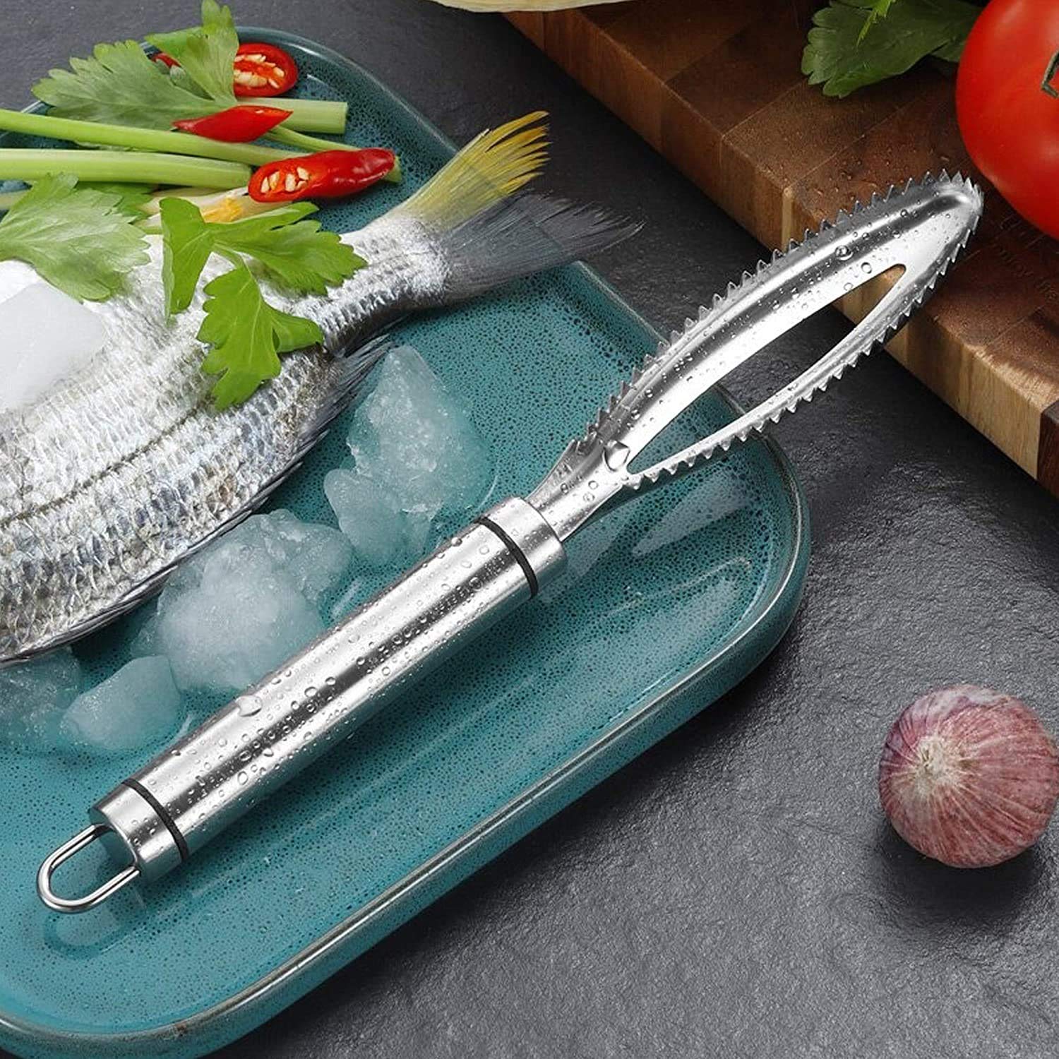 Top Chef Food Grade Fish Scale Remover Tool - Scaler Brush, Cleaner, Scraper, Descaler - Premium SUS-304 Stainless Steel for Easy Scaling and Cleaning