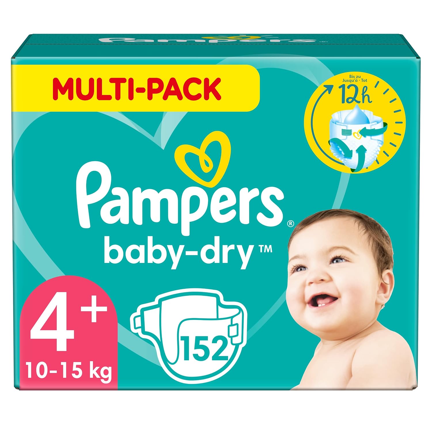 Baby-Dry Nappies Size 4 (9-20 kg) - Value Pack of 152 Nappies