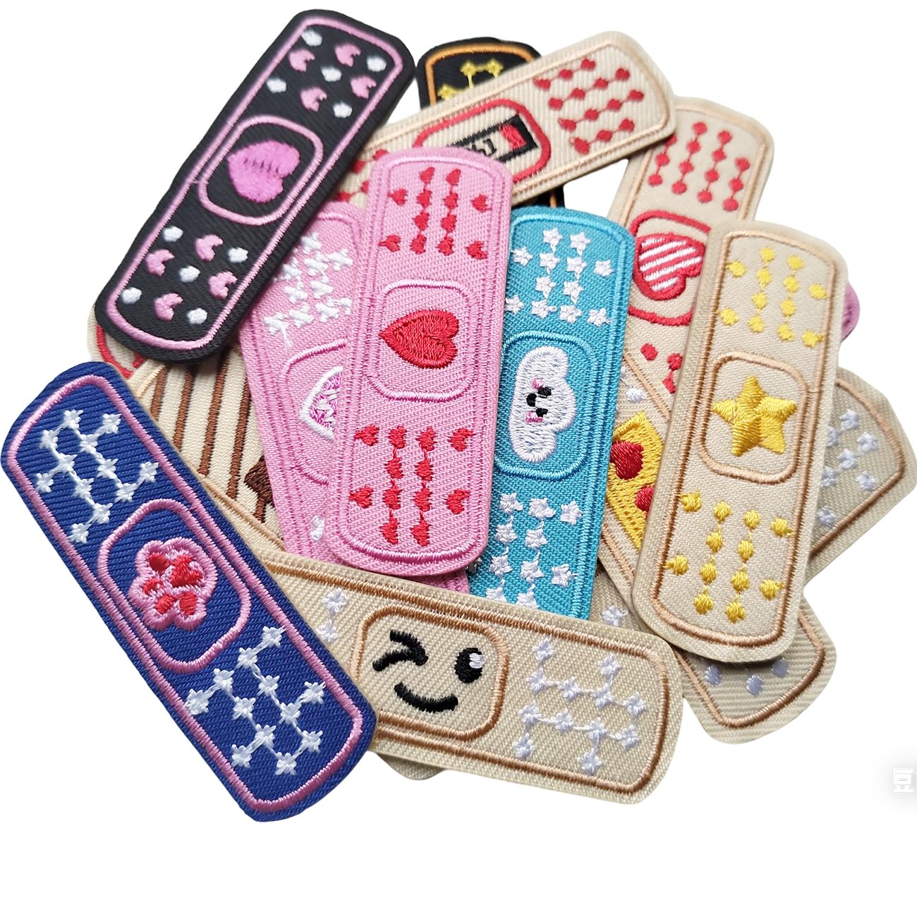 Pink Bandage Iron-On Patch -16Pcs Embroidered Bandaid Applique Patches for Nurse's Day, Clothing, Backpacks, Hats,Jeans