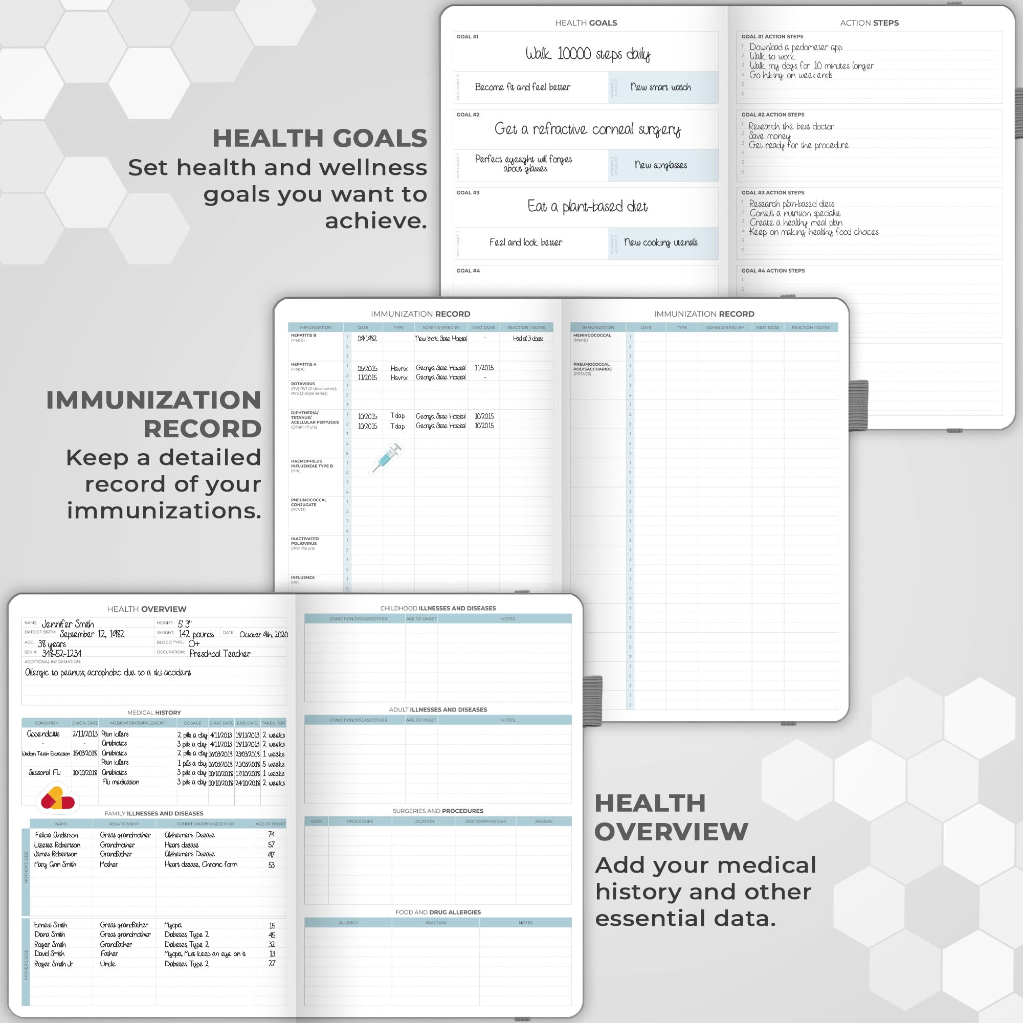 Clever Fox Grande pianificatore medico 12 mesi - Taccuino medico, diario sanitario, diario del benessere e diario di bordo per monitorare la salute - Diario medico di auto-cura - 12 mesi, non datato,