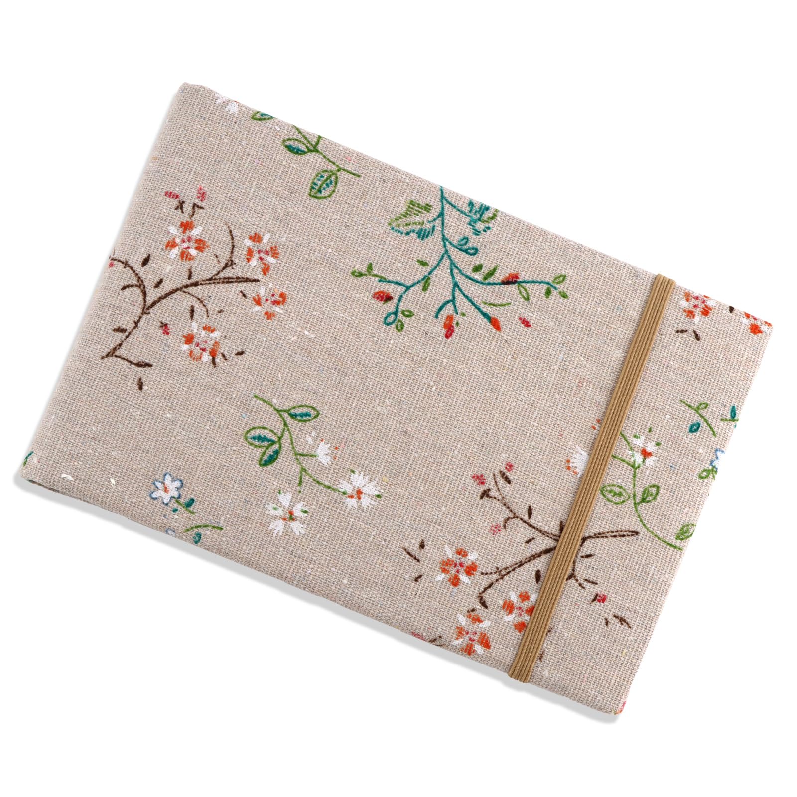 Padorul Vintage Floral Linen Photo Album, 100 Sheets 6 Inch Picture Book with Elastic Band, Waterproof Scrapbook for Wedding Travel Memory