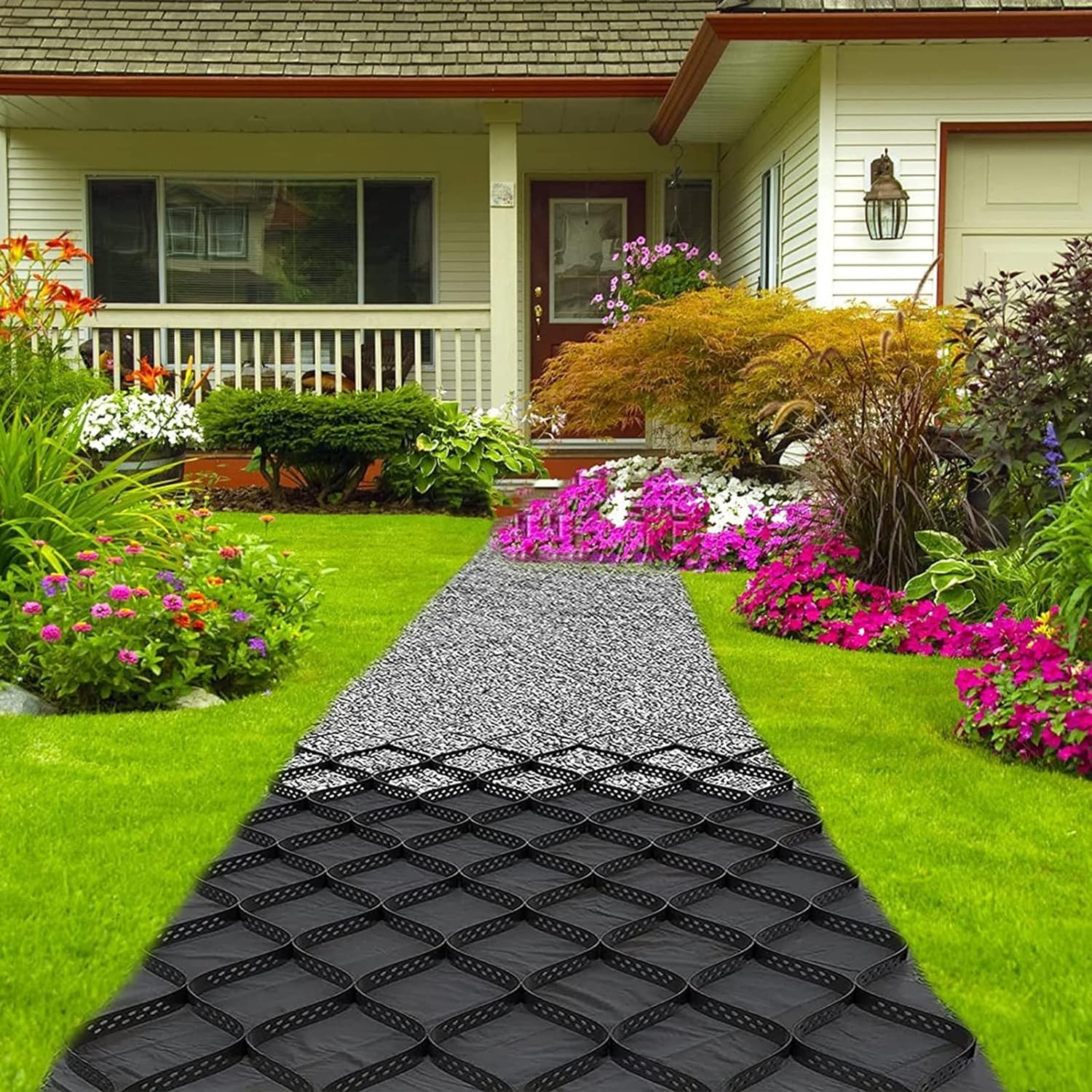 VUIKLCty Ground Grid Channel Gravel Grid Stabilizer, Courtyard/backyard/garden High Geogrid Suitable For Outdoor Use(4m x 6m (13ft x 19.5ft))