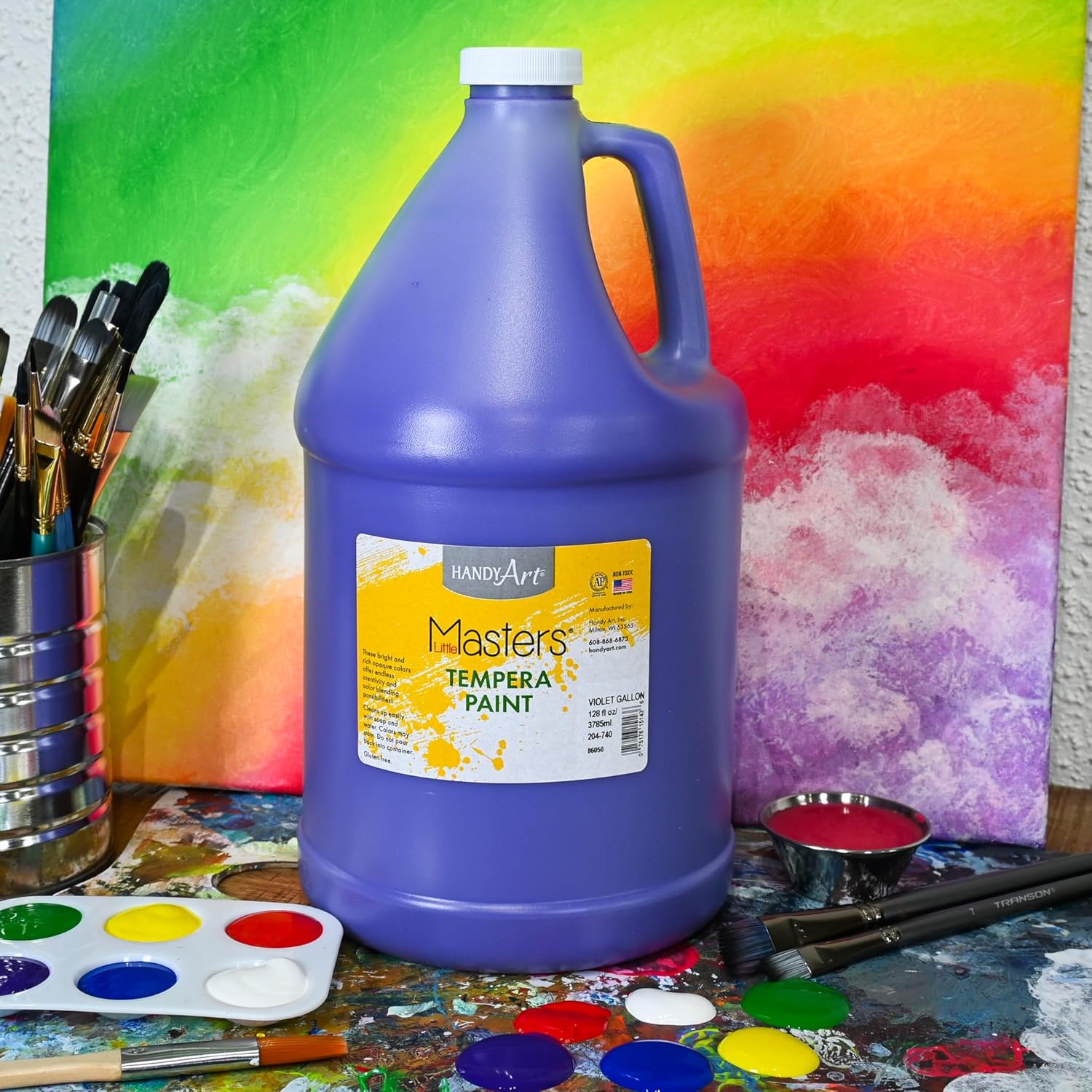 Handy Art Little Masters Tempera Paint, Violet, Gallon 128 oz Bottle, Bright & Mixable, High Opacity, Washable Colors for Classroom, Students, Kids, Young Artists, Safe & Non-Toxic, Made in USA