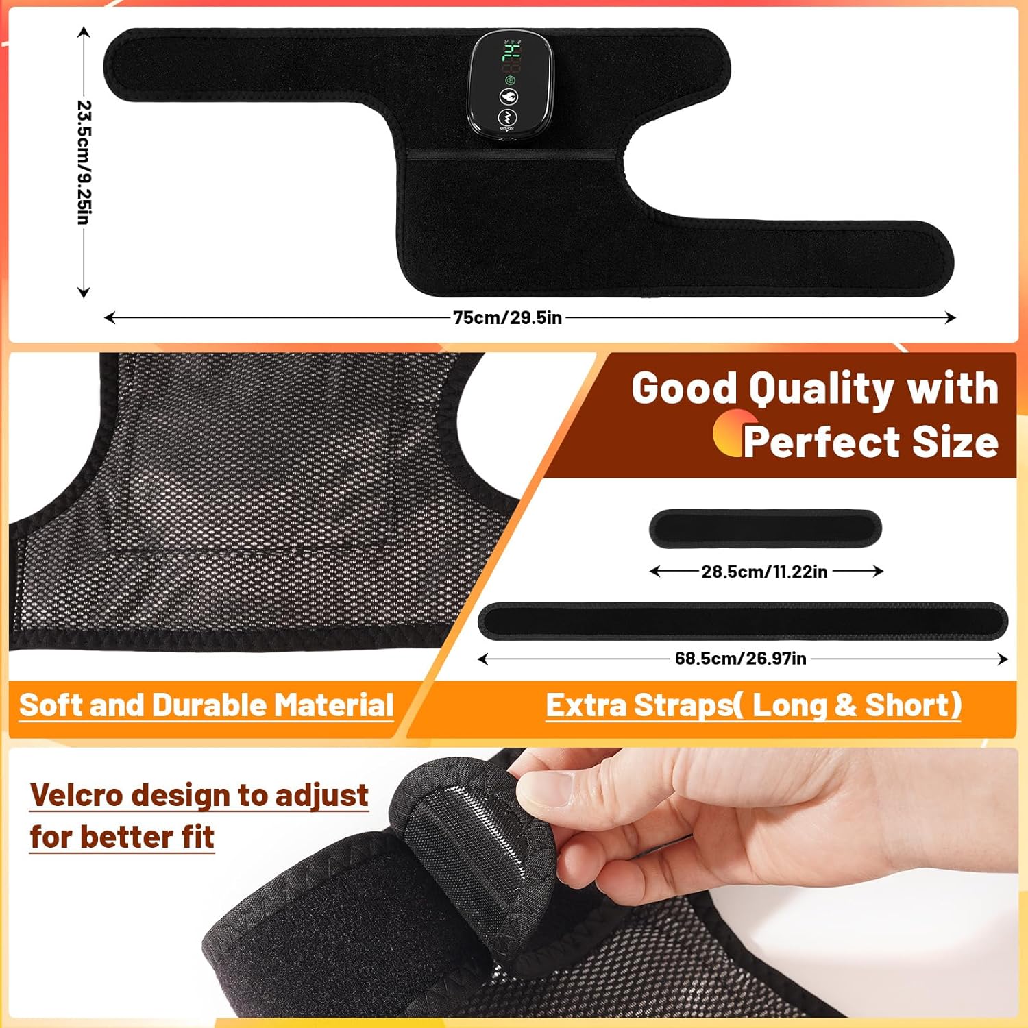 2PCS Cordless Knee Heating Pad,3 in 1 Rechargeable Heated Knee Brace with 3 Heat Levels and 3 Massages,Elbow & Shoulder for Arthritis Pain Relief,Electric Supports Wraps for Joint,Gifts for Men Women