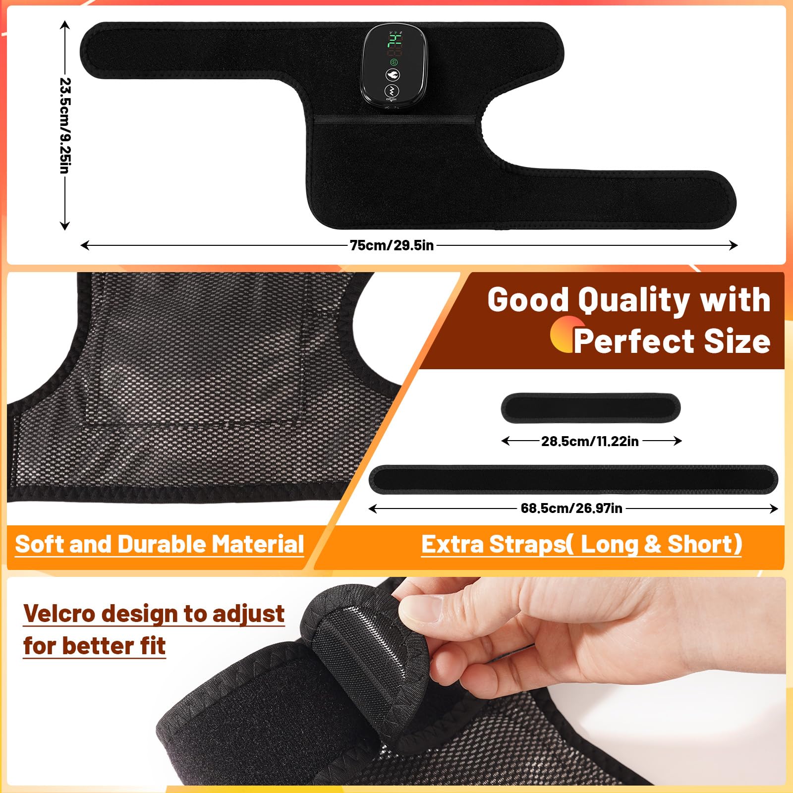 LANGSKIP'S Kniemassagegerät mit Wärme und Vibration, 3-in-1-Heizkissen für Schulter- und Ellenbogen, schnurlose, wiederaufladbare Beinbandage zur Linderung von Knieschmerzen für Männer und Frauen