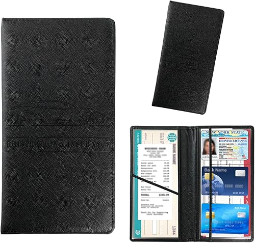 Miniatura 16 de Kewucn Soporte para registro y seguro de automóvil, organizador de cuero para guanteras con cierre magnético, estuche de accesorios