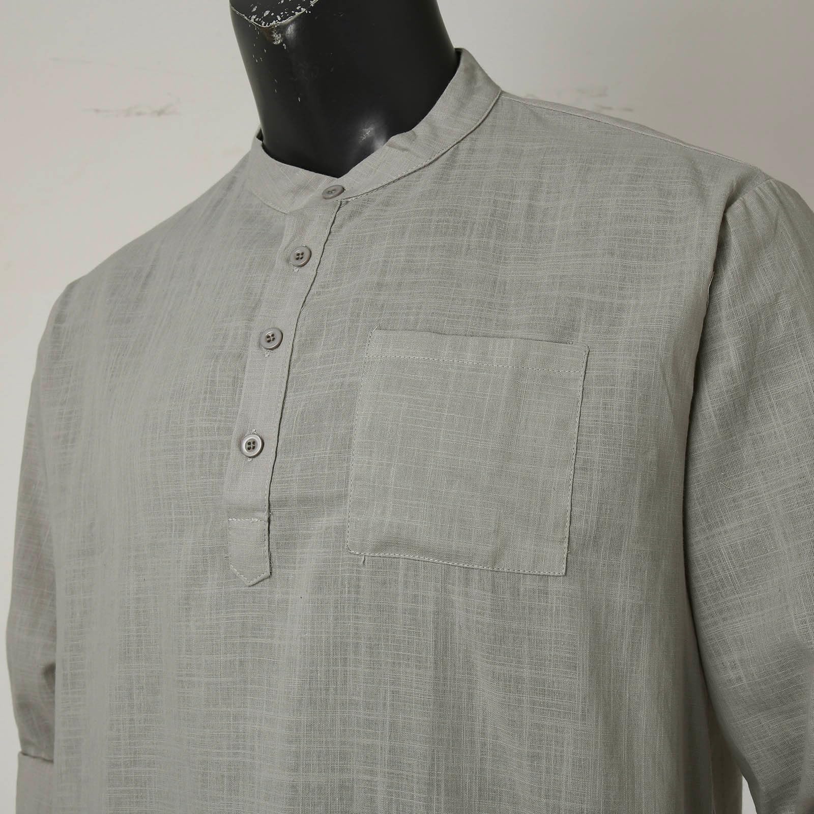 Chemise Homme en Lin – Col Henley, Manches Longues, Chemise d’Été Respirante, Coupe Décontractée, S-5XL