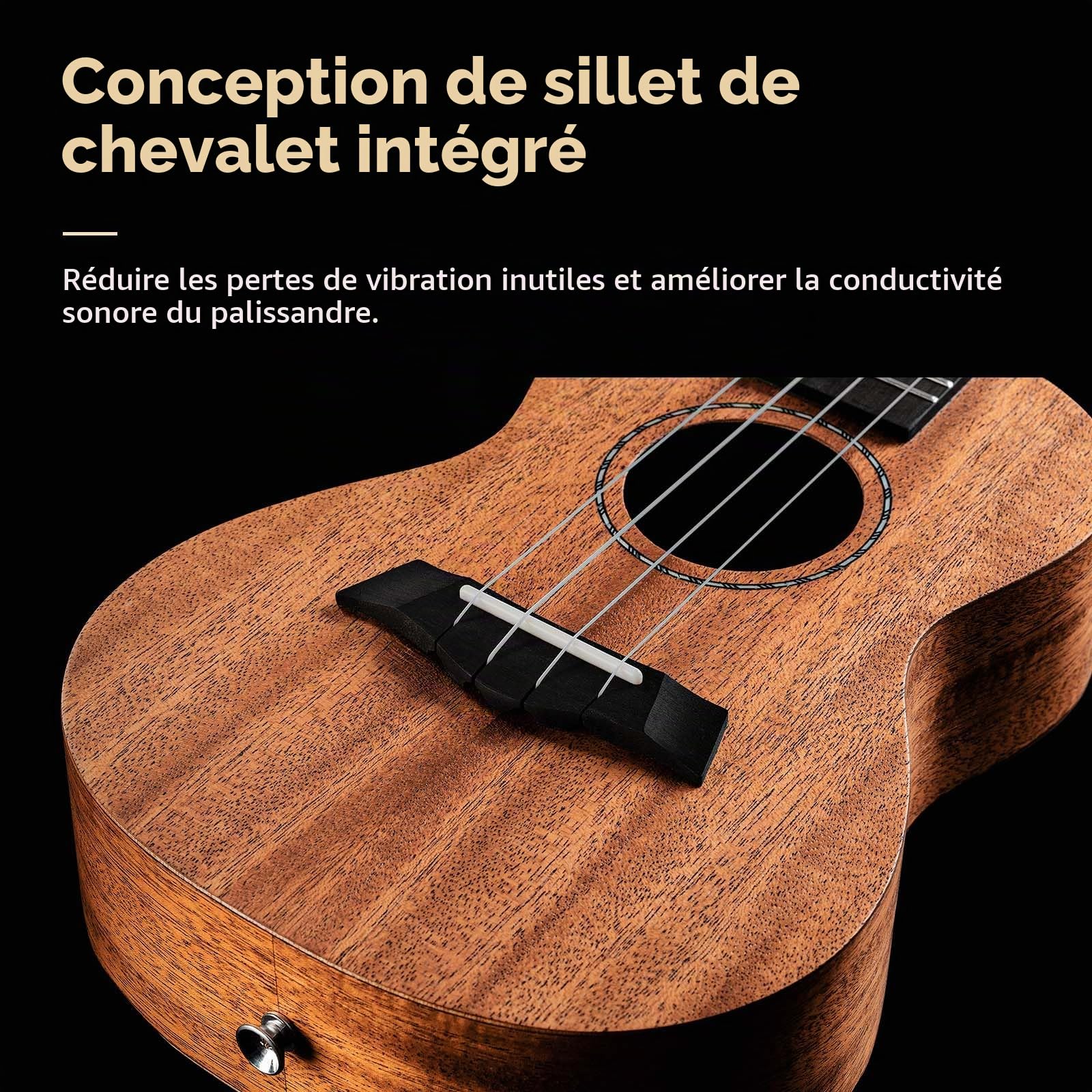 TERENCE Ukulélé soprano en acajou de 23 pouces pour débutants professionnels adultes ukulélé kit avec accordeur, capodastre, sac de rangement, sangle, médiators, corde en nylon et chiffon