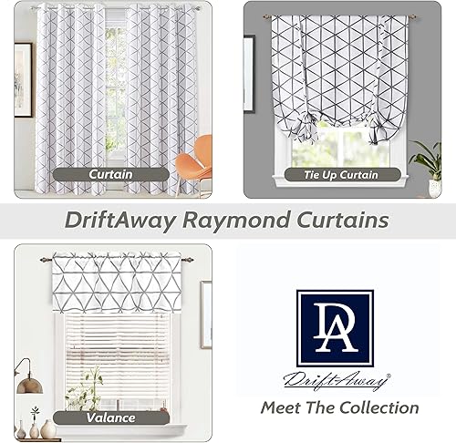 Miniatura 5 de DriftAway Raymond - Cenefa de cortina de ventana con patrón geométrico triangular y forro térmico para ahorro de energía, para sala de estar, 2
