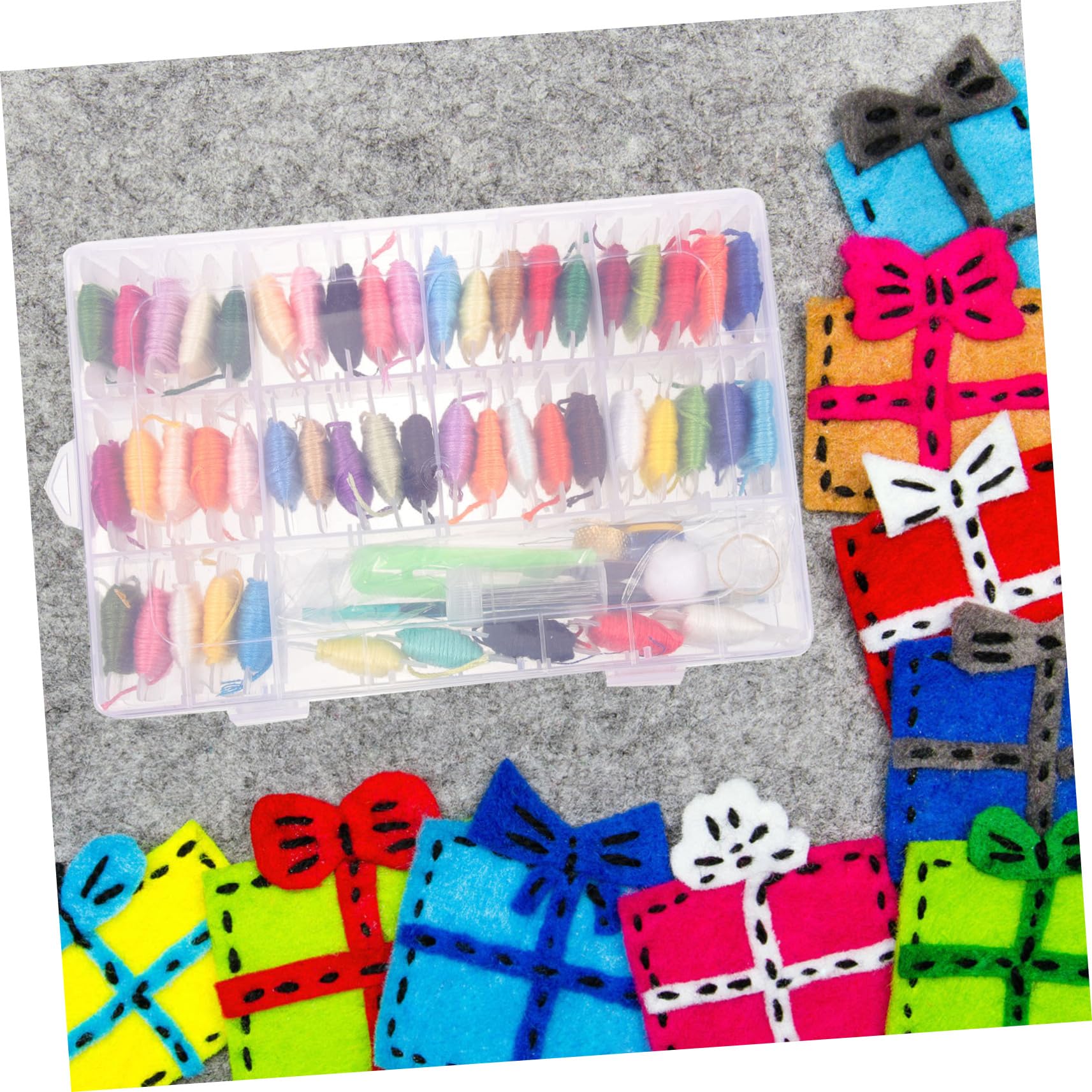 TEHAUX 4juegos Hilos De Bordado Para Manualidades Kit De Coser y Accesorios Para Para Bordar Punto De Cruz y Proyectos De Costura