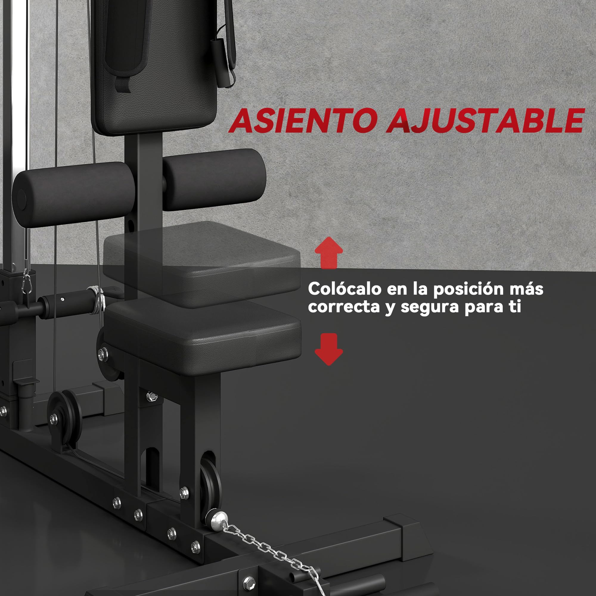 SPORTNOW Máquina Polea Alta y Baja, Máquina de Musculación con Pedales Giratorios y Asiento Ajustable, Multifunción Lat Pulldown para Fitness Entrenamiento en Gimnasio, Hogar, Oficina, Negro