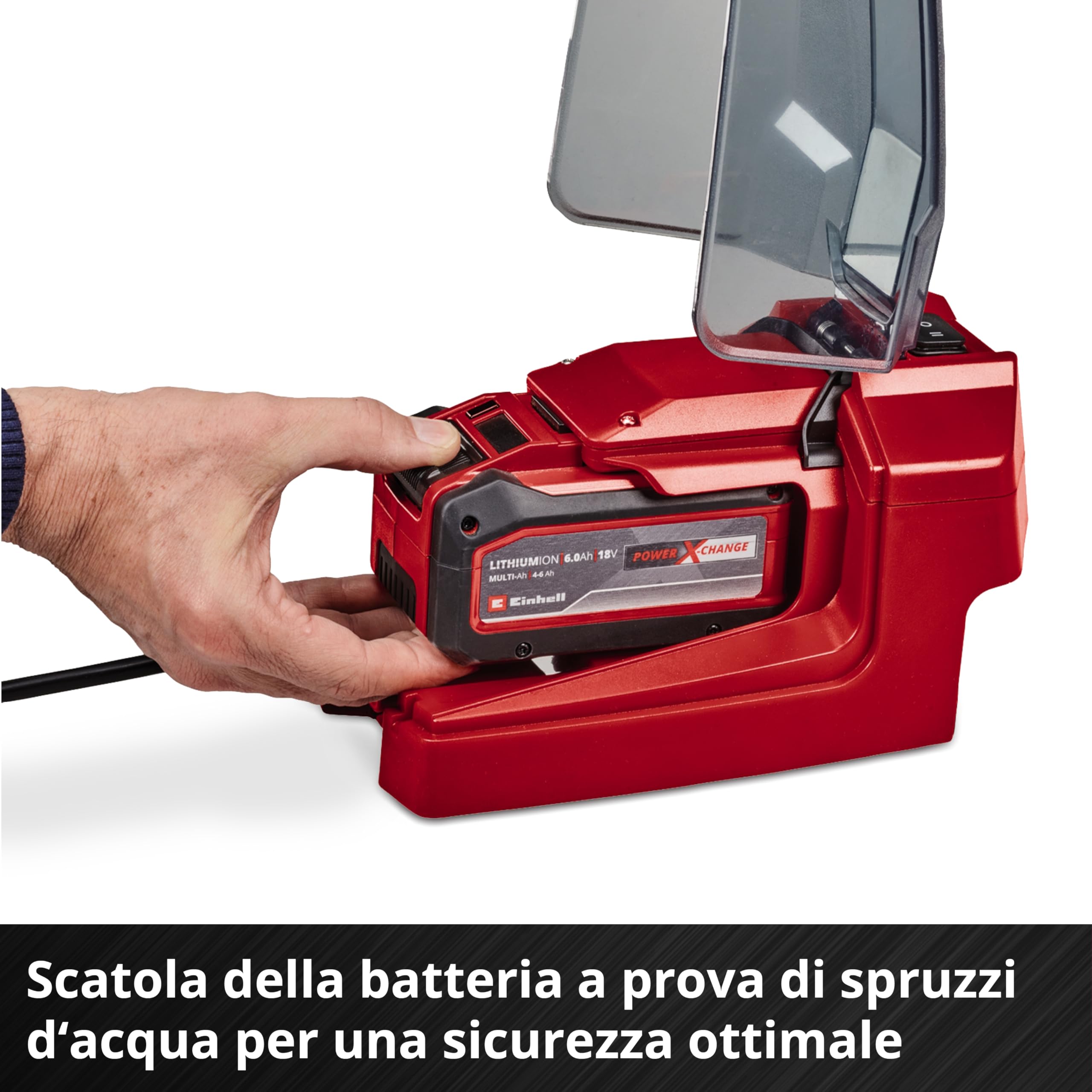 Einhell Pompa per acque cariche senza fili GE-DP 18/25 LL Li-Solo Power X-Change (18 V, portata 7000 l/h, aspirazione piatta, altezza di pompaggio 5 m, modalità ECO e BOOST, venduta senza batteria)