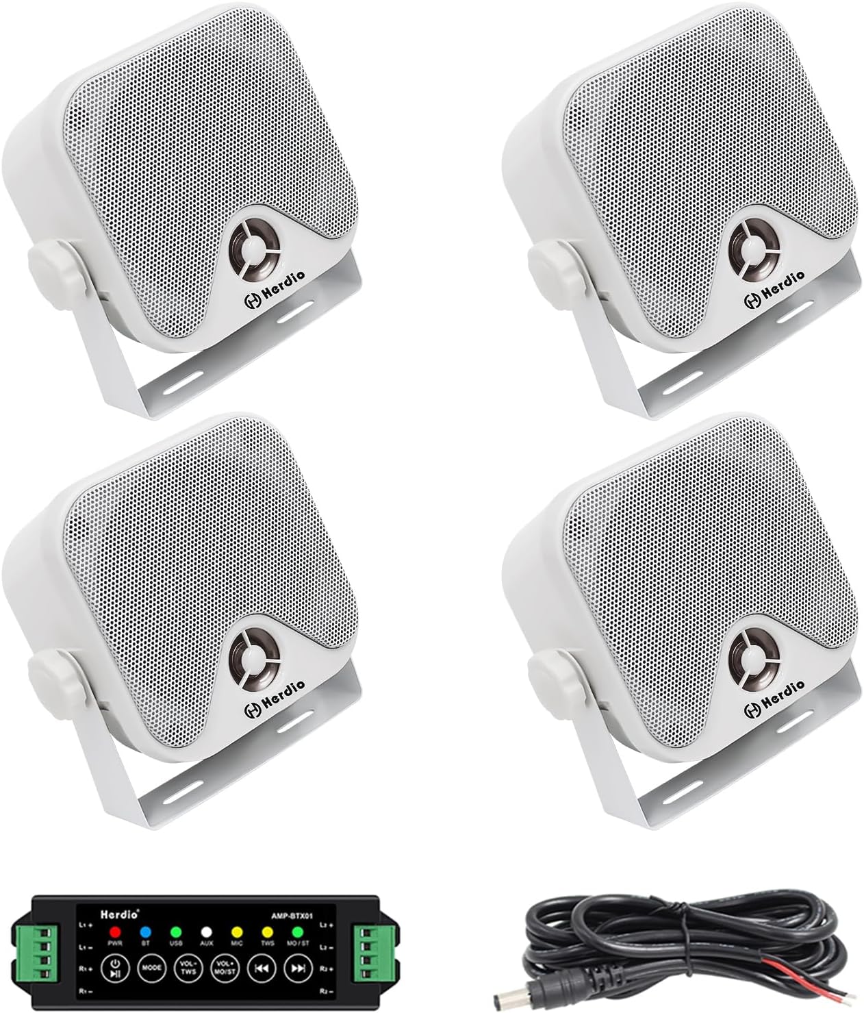 Herdio 4 Inch Bluetooth Golf Cart Speakers 200W Waterproof