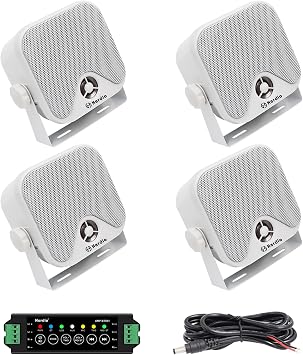 Herdio 4 Inch Bluetooth Golf Cart Speakers 240W Waterproof Marine Speakers for Outdoor Boat ATV UTV RZR Camper Tractor Truck Jeep Courtyard Powersports,2 Pairs White