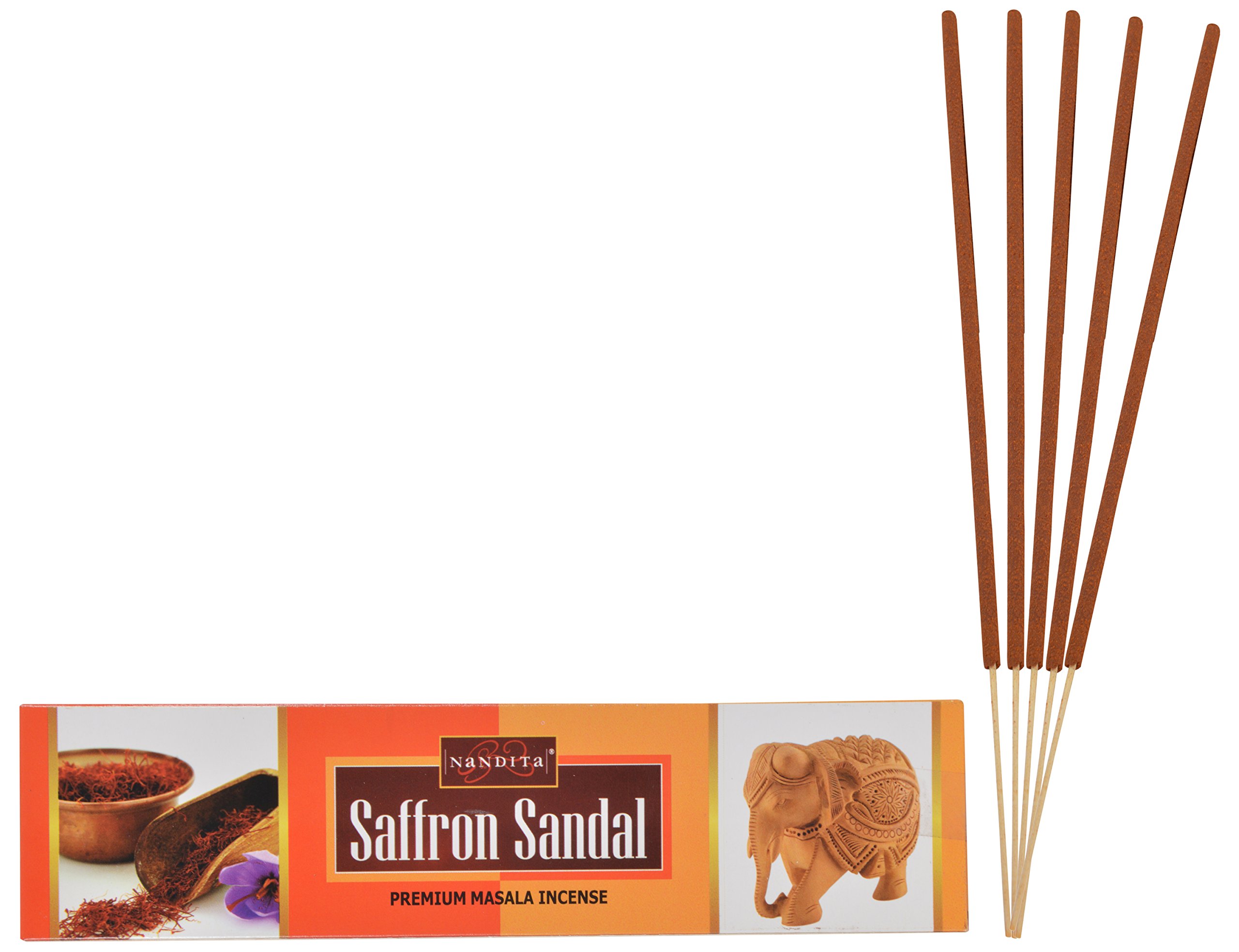 Nandita Bamboo Saffron Sandal Incense Sticks (25.4 cm, 50 Grams, Brown)