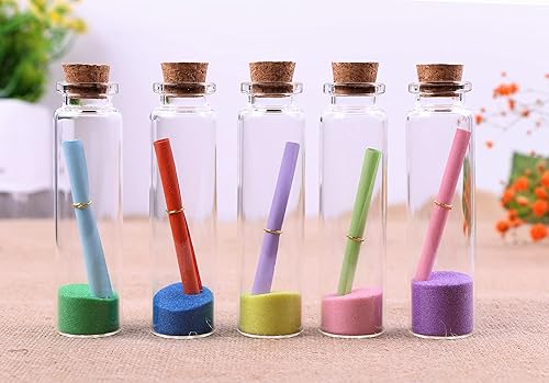 Miniatura 5 de MaxMau Botellas de vidrio pequeñas con tapones de corcho, 100 frascos pequeños de vidrio de 0.7fl oz para manualidades, almacenamiento de